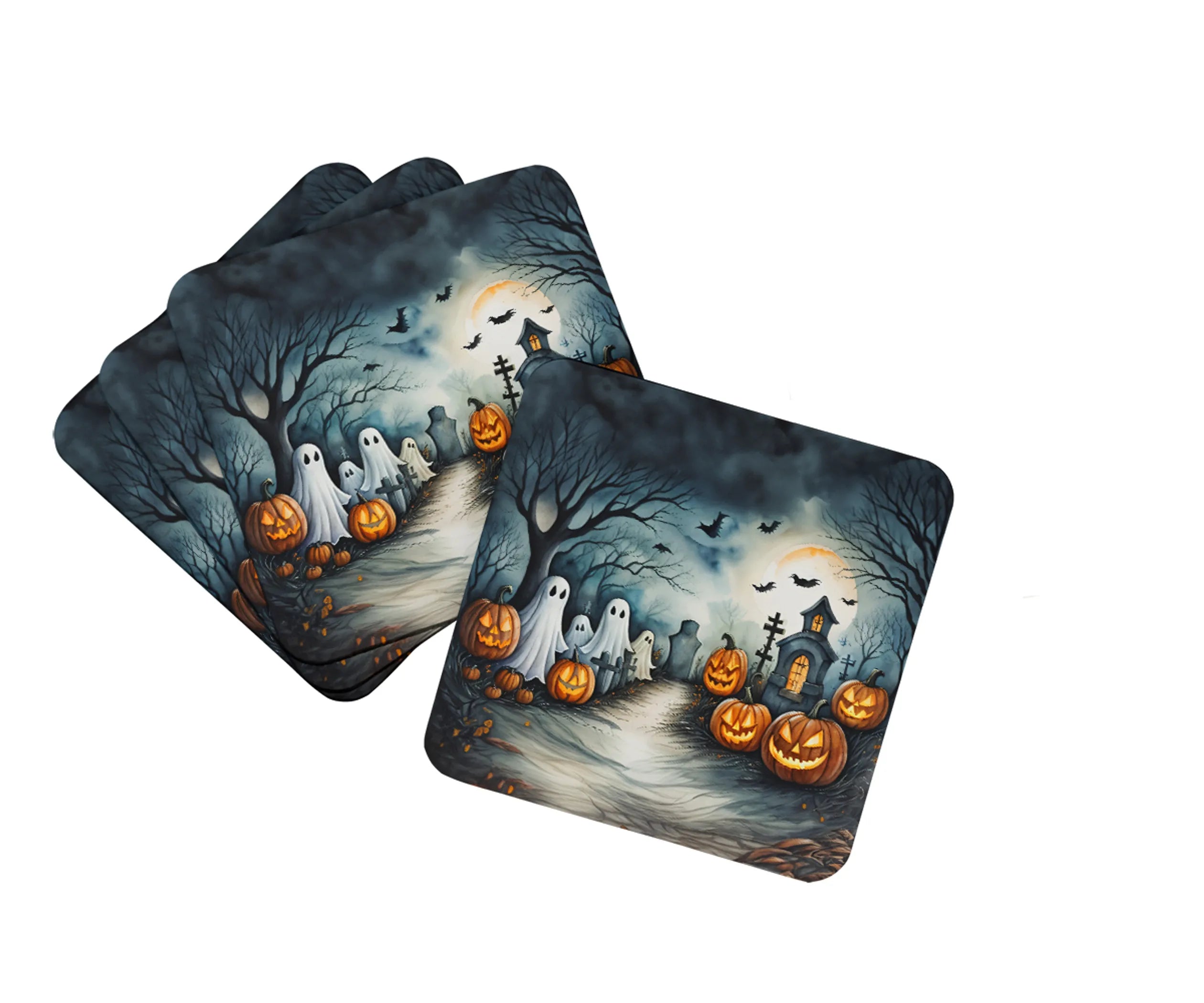 More Spooky Halloween Foam Coasters - Size: 3.5 | Pack Of: 1 | Collection name: More spooky halloween