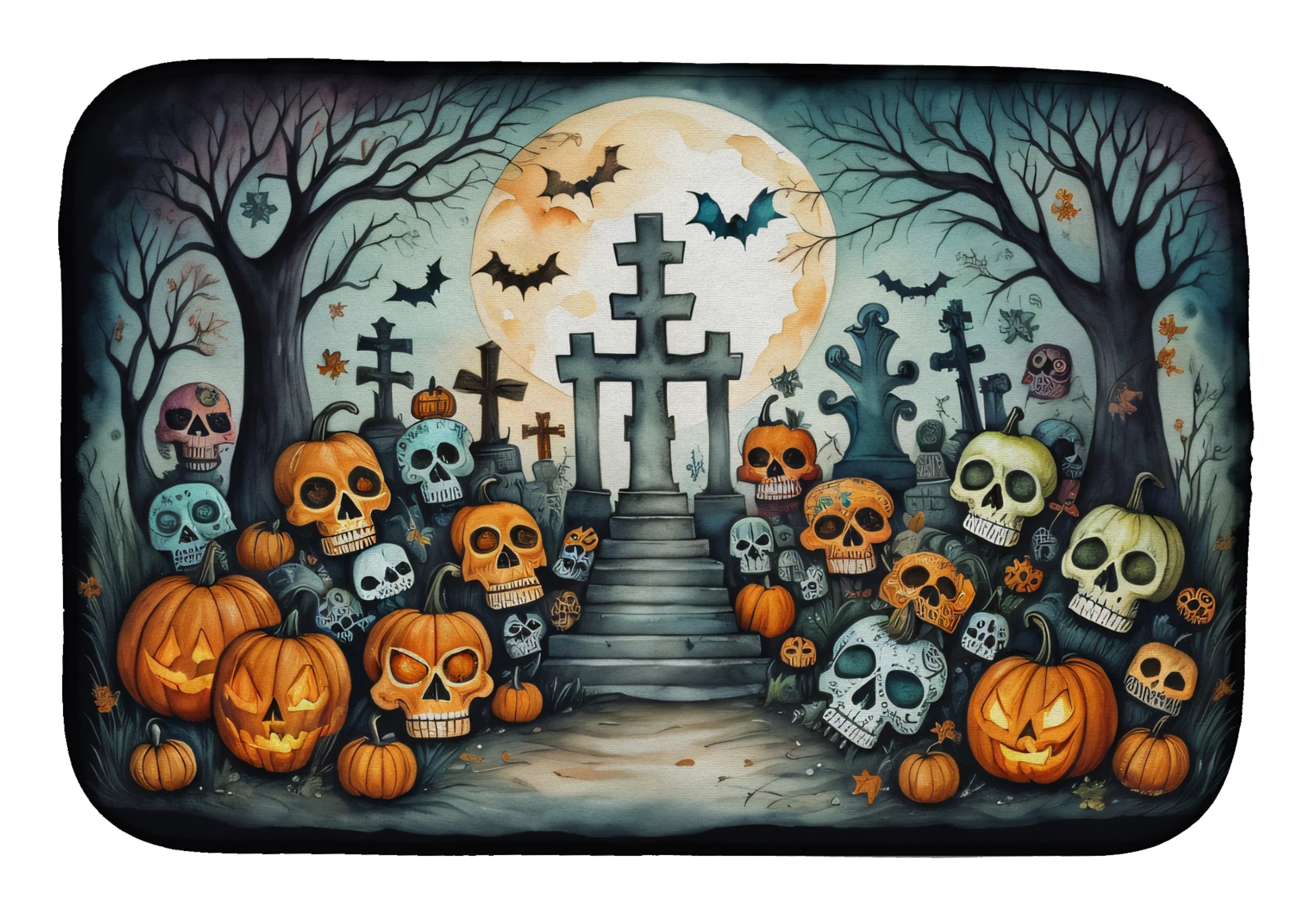 More Spooky Halloween Dish Drying Mat - Size: 14  X 21" | Pack Of: 1 | Collection name: More spooky halloween