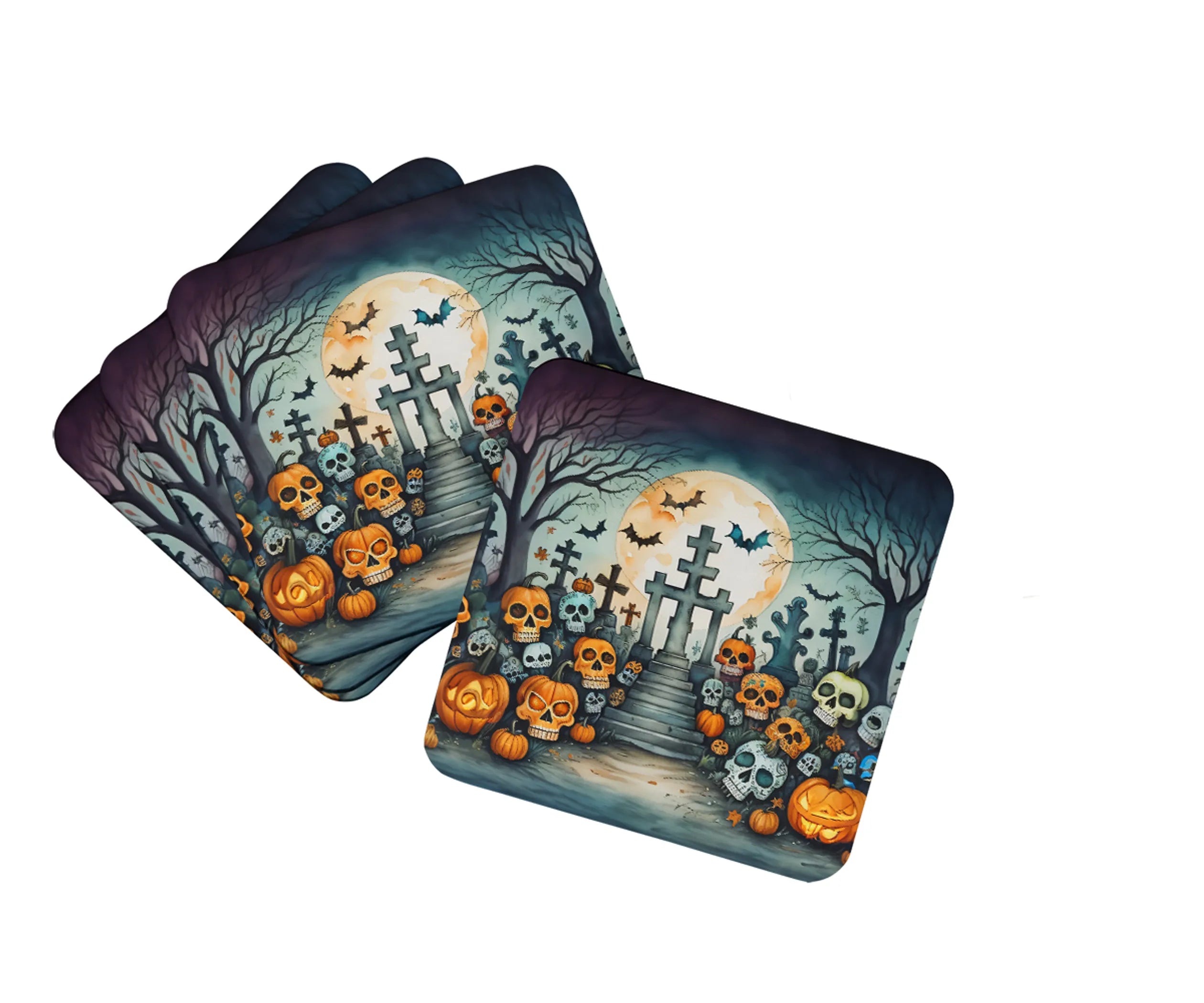 More Spooky Halloween Foam Coasters - Size: 3.5 | Pack Of: 1 | Collection name: More spooky halloween
