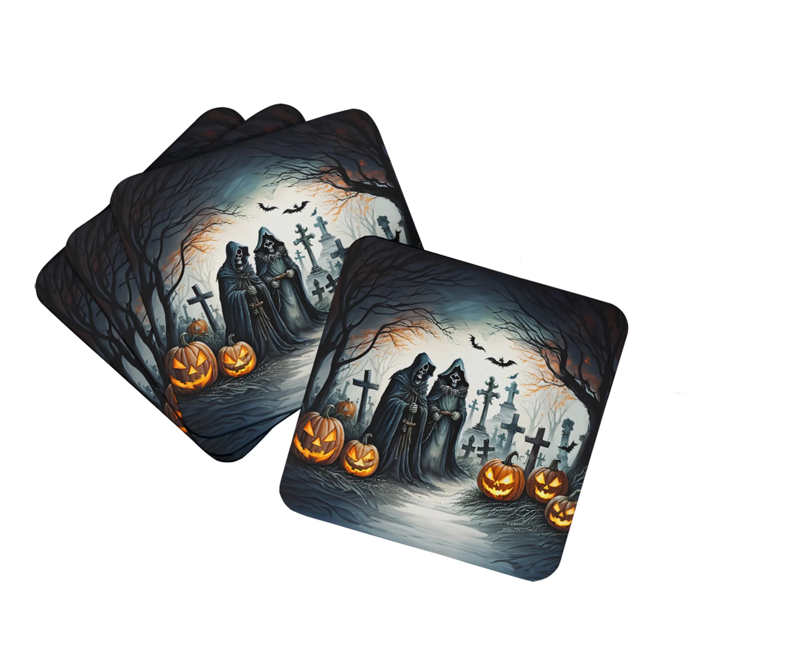 More Spooky Halloween Foam Coasters - Size: 3.5 | Pack Of: 1 | Collection name: More spooky halloween