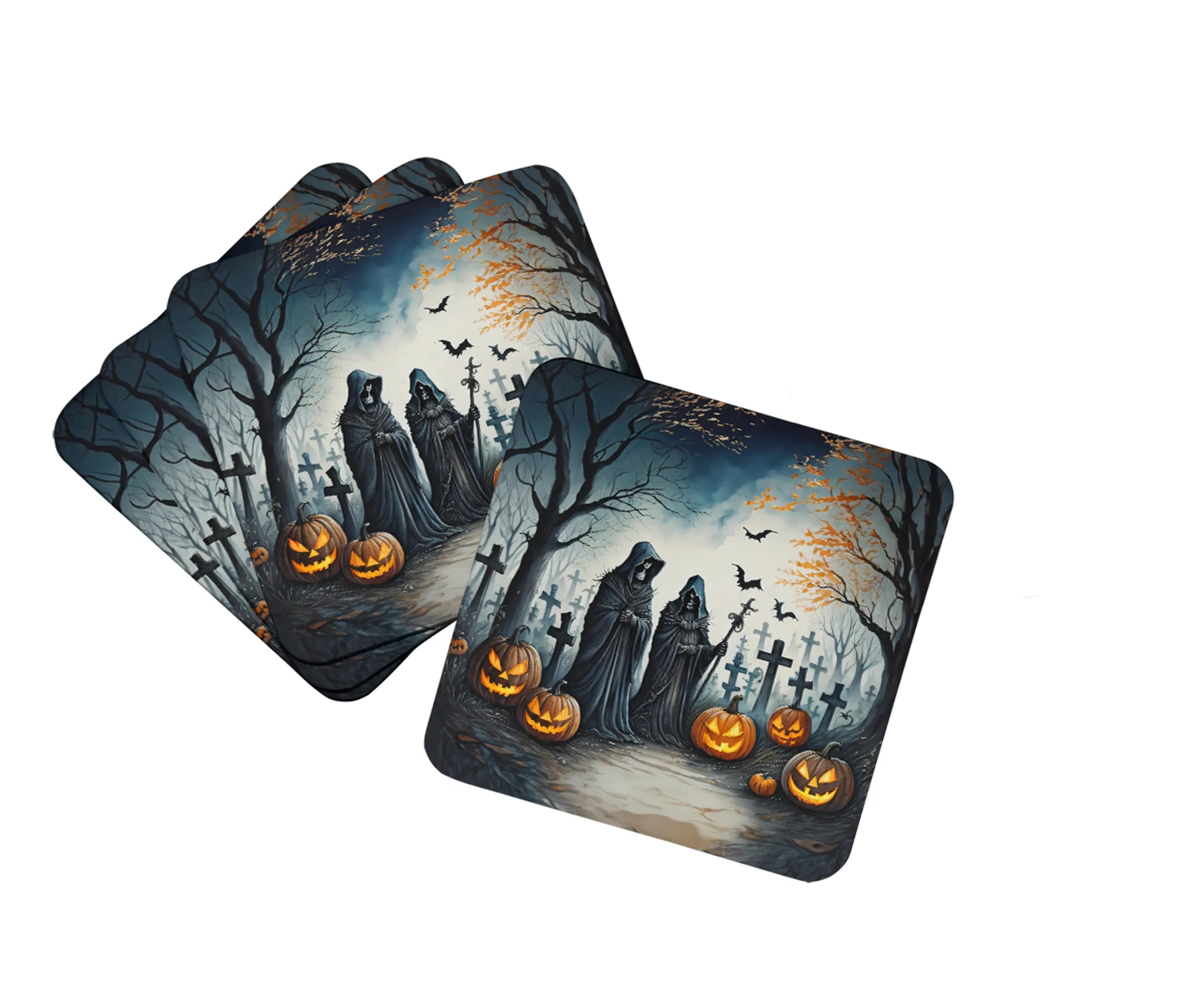 More Spooky Halloween Foam Coasters - Size: 3.5 | Pack Of: 1 | Collection name: More spooky halloween