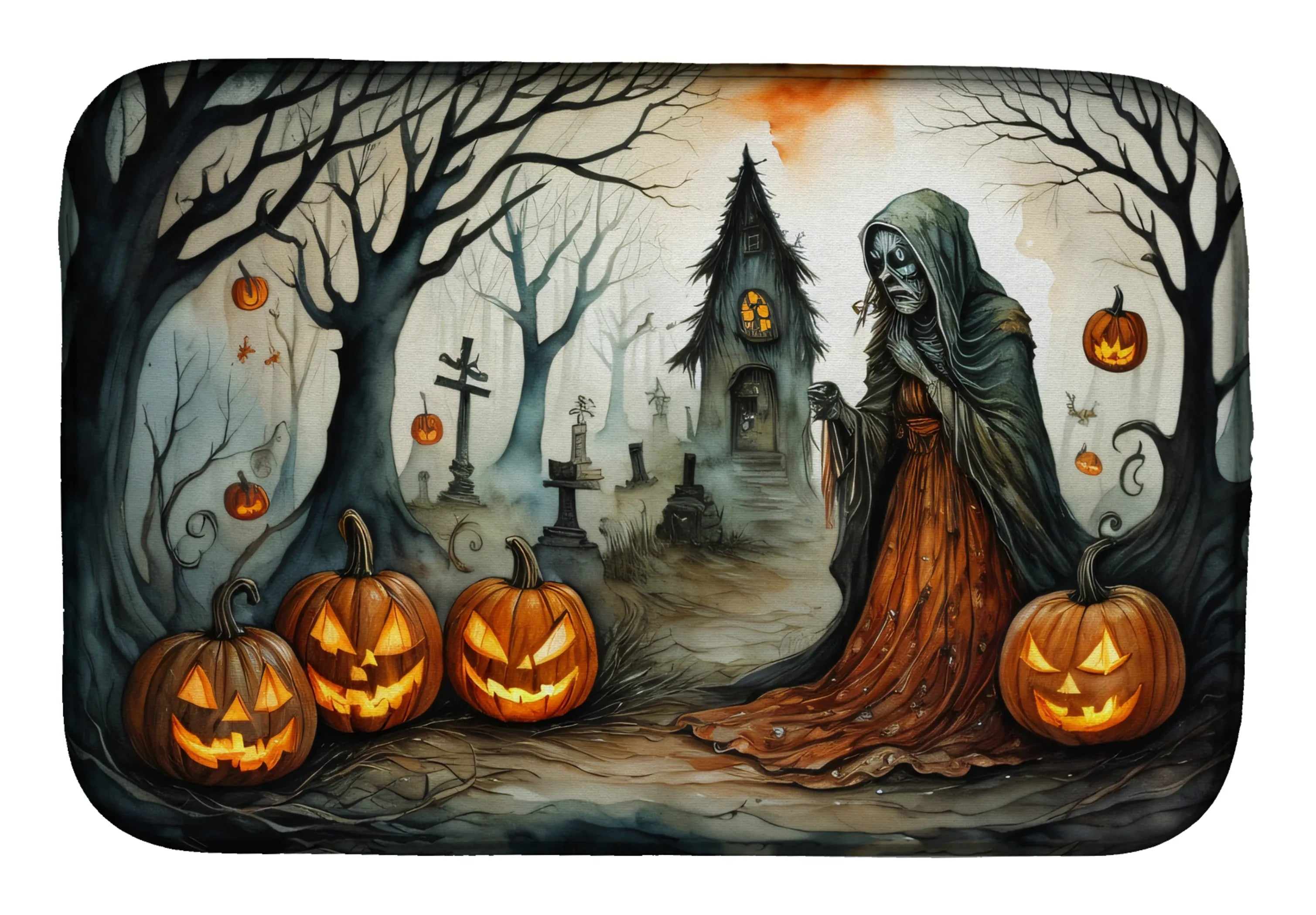 More Spooky Halloween Dish Drying Mat - Size: 14  X 21" | Pack Of: 1 | Collection name: More spooky halloween
