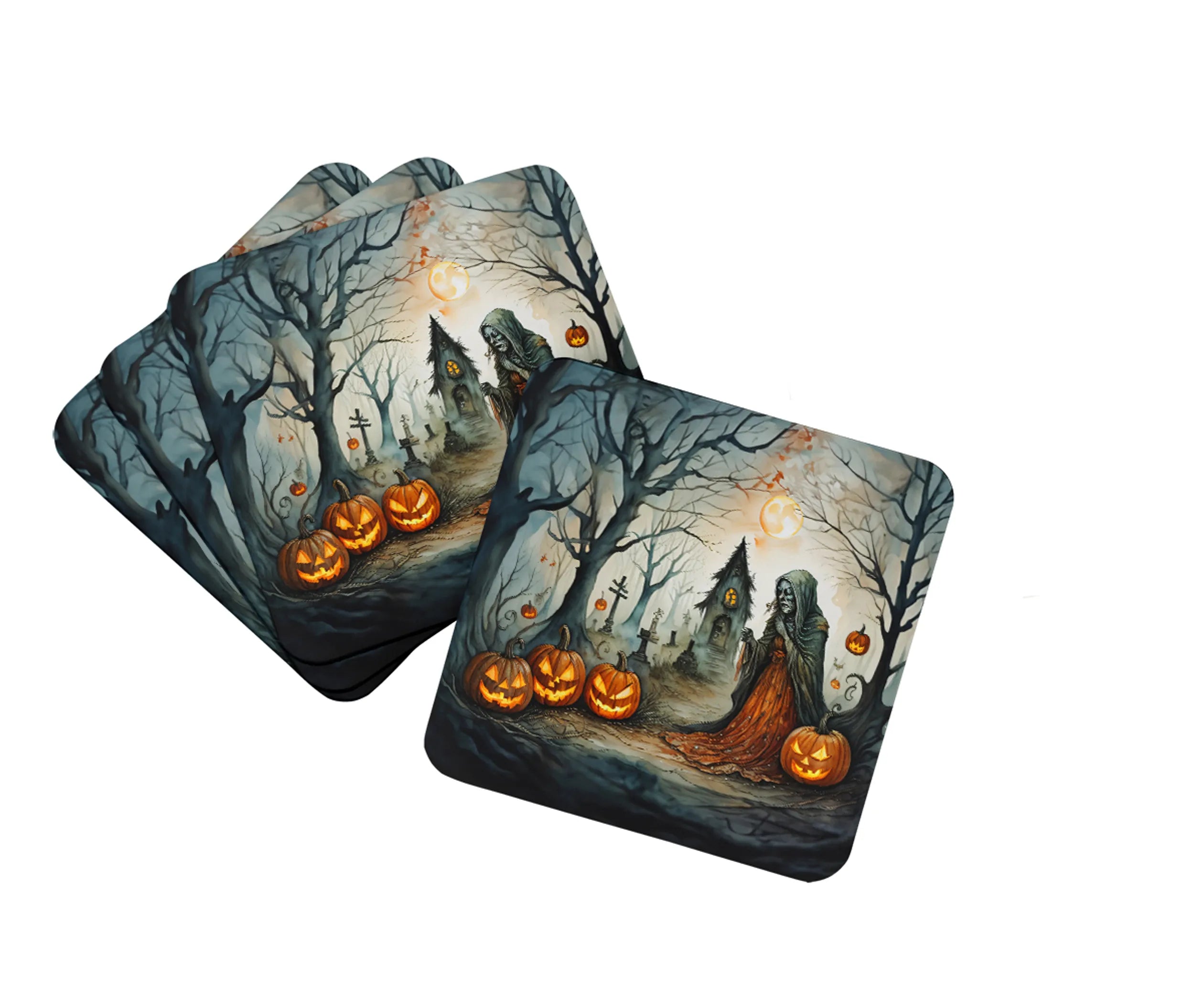 More Spooky Halloween Foam Coasters - Size: 3.5 | Pack Of: 1 | Collection name: More spooky halloween