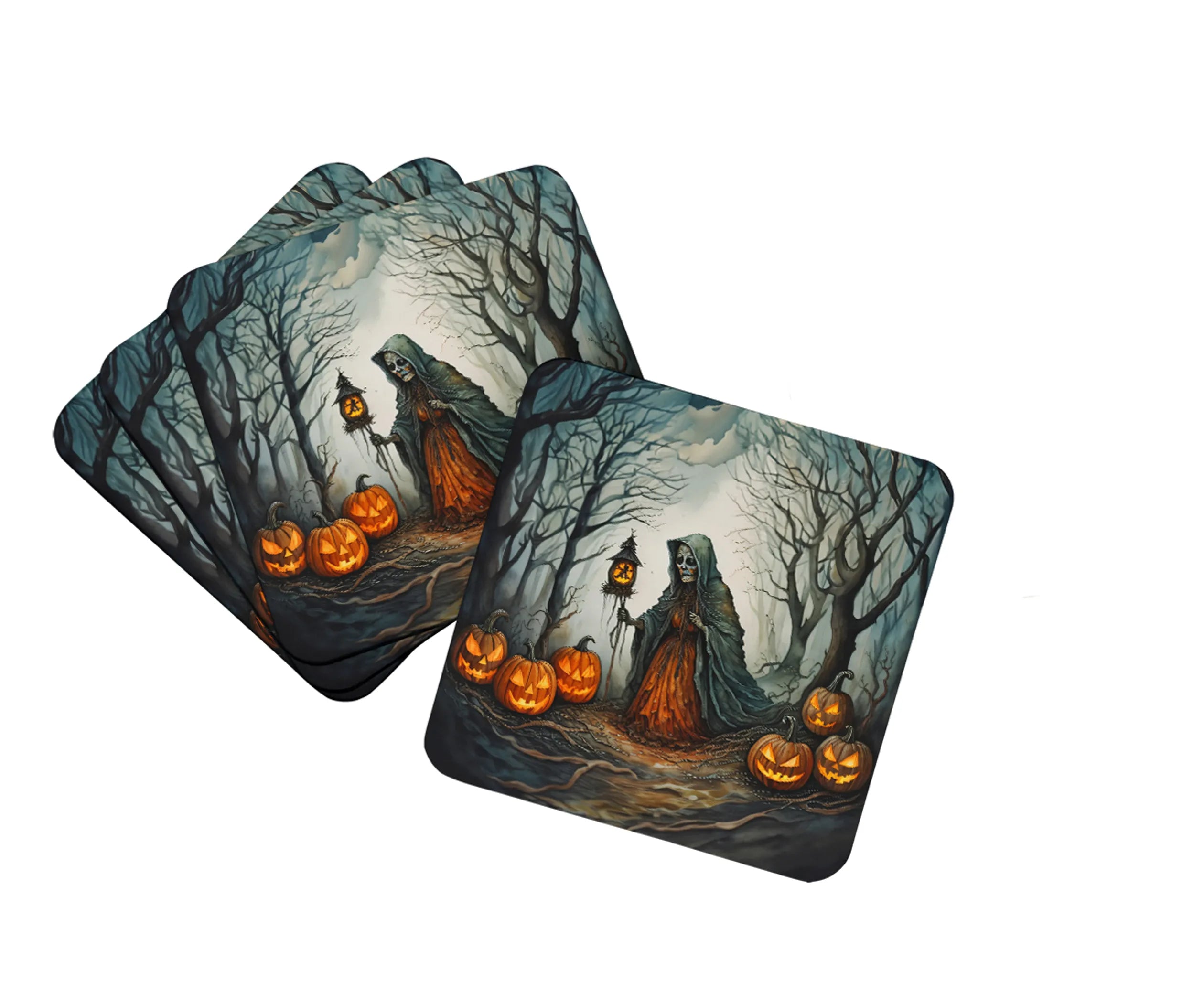 More Spooky Halloween Foam Coasters - Size: 3.5 | Pack Of: 1 | Collection name: More spooky halloween