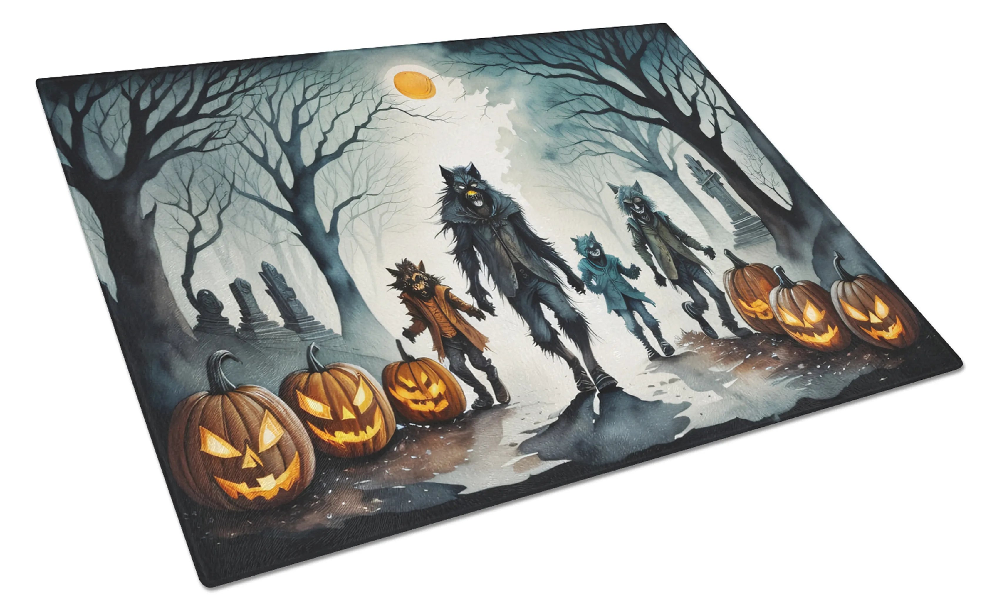 More Spooky Halloween Glass Cutting Board - Size: LARGE | Pack Of: 1 | Collection name: More spooky halloween