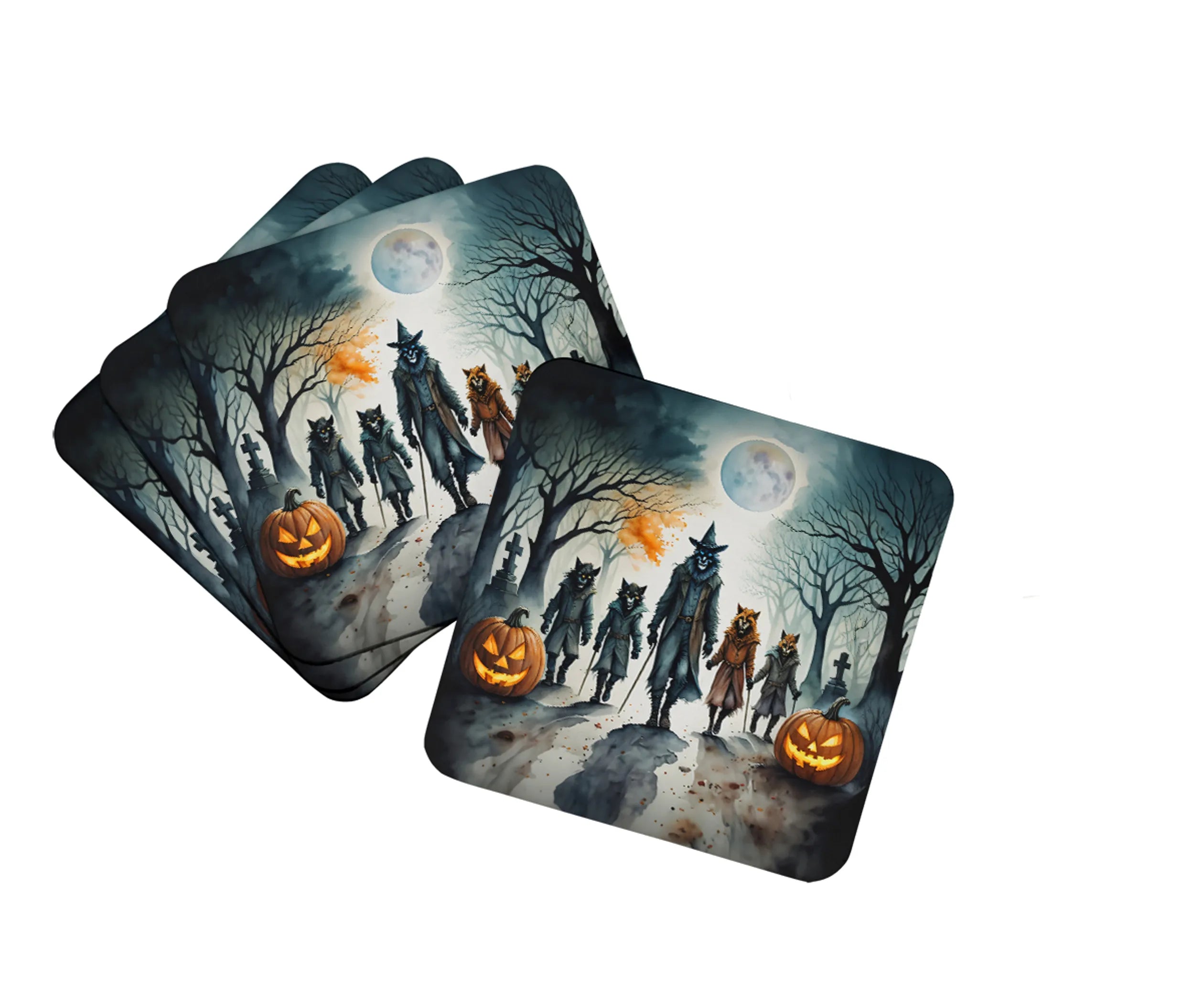 More Spooky Halloween Foam Coasters - Size: 3.5 | Pack Of: 1 | Collection name: More spooky halloween