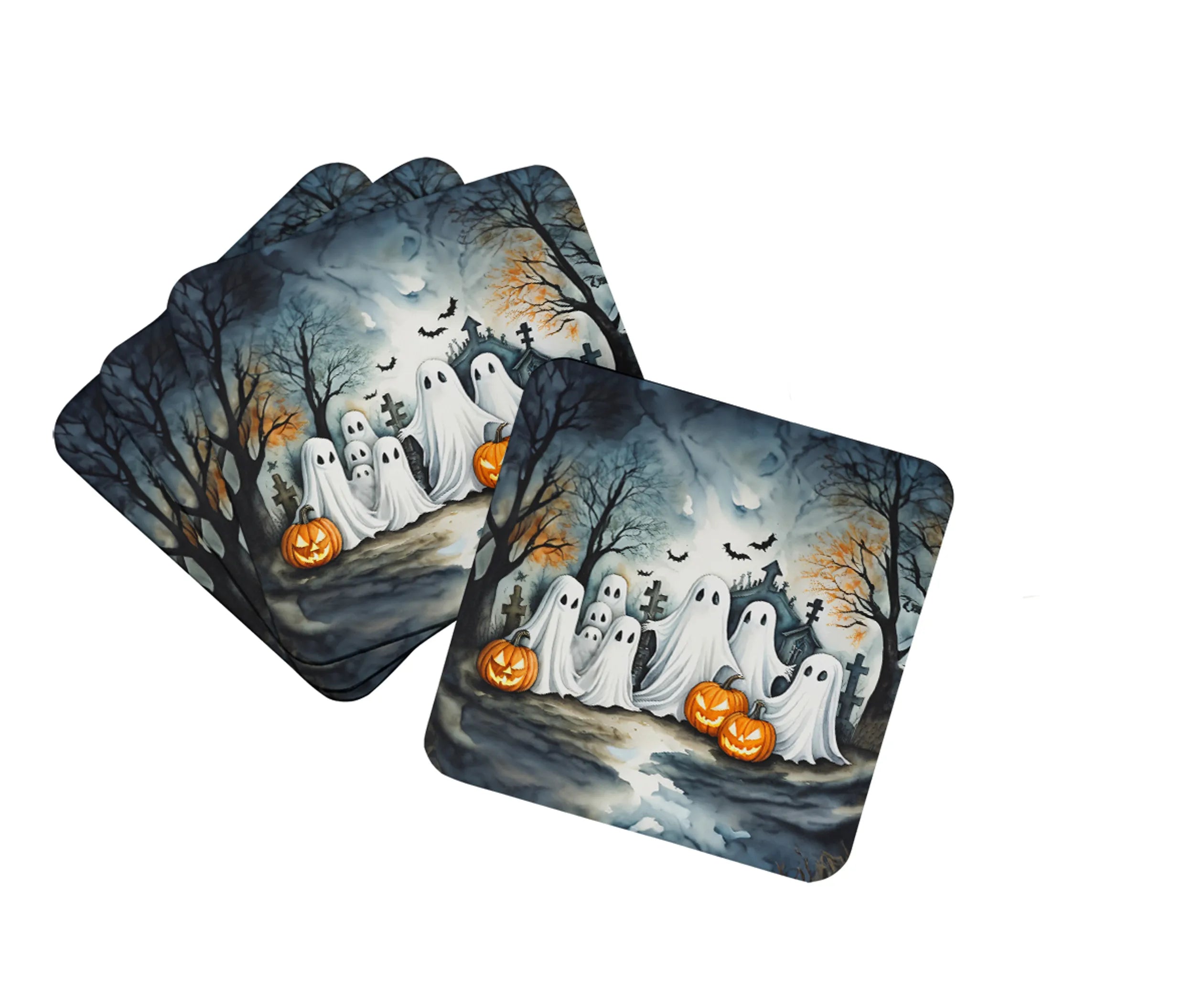 More Spooky Halloween Foam Coasters - Size: 3.5 | Pack Of: 1 | Collection name: More spooky halloween