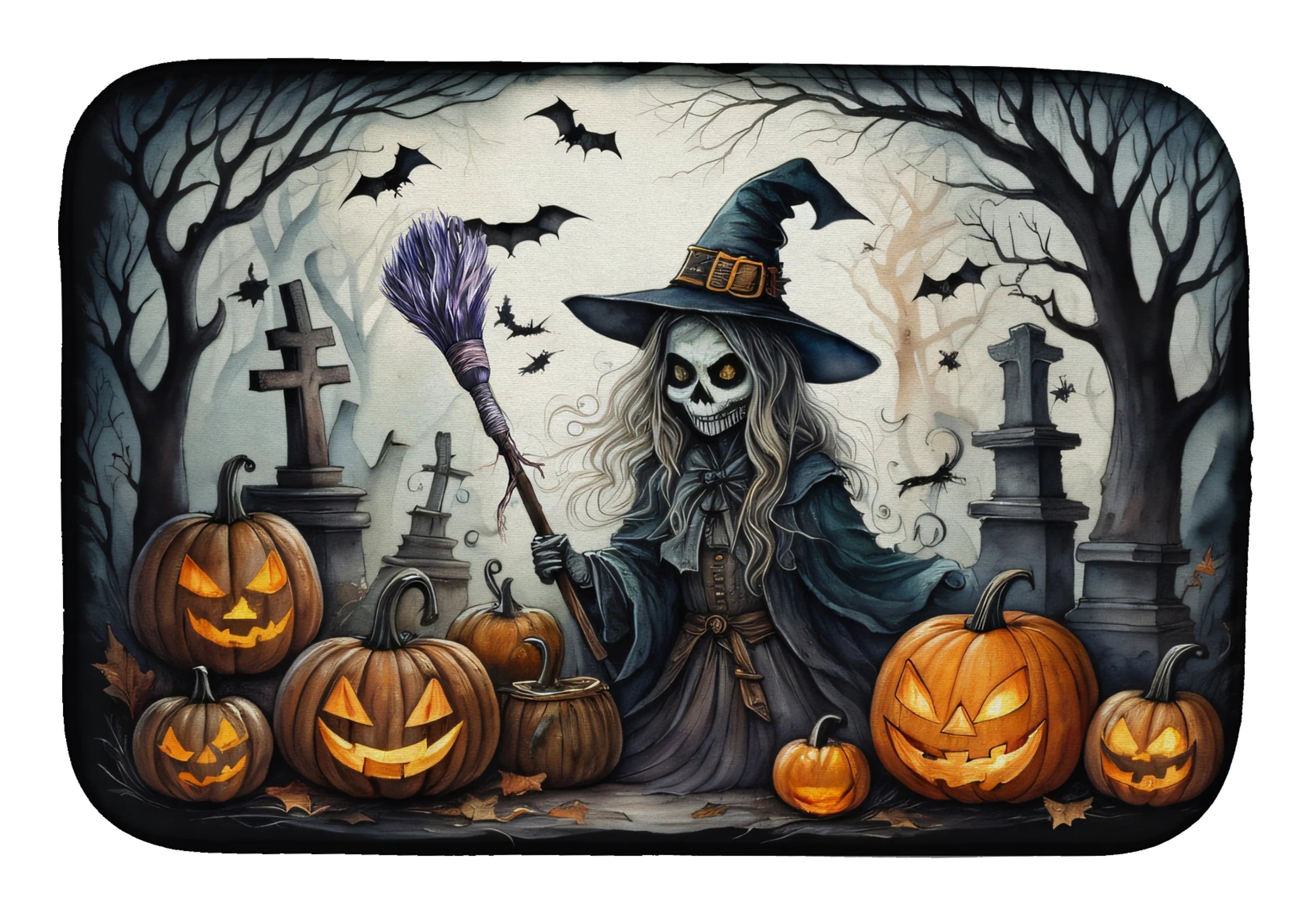 More Spooky Halloween Dish Drying Mat - Size: 14  X 21" | Pack Of: 1 | Collection name: More spooky halloween