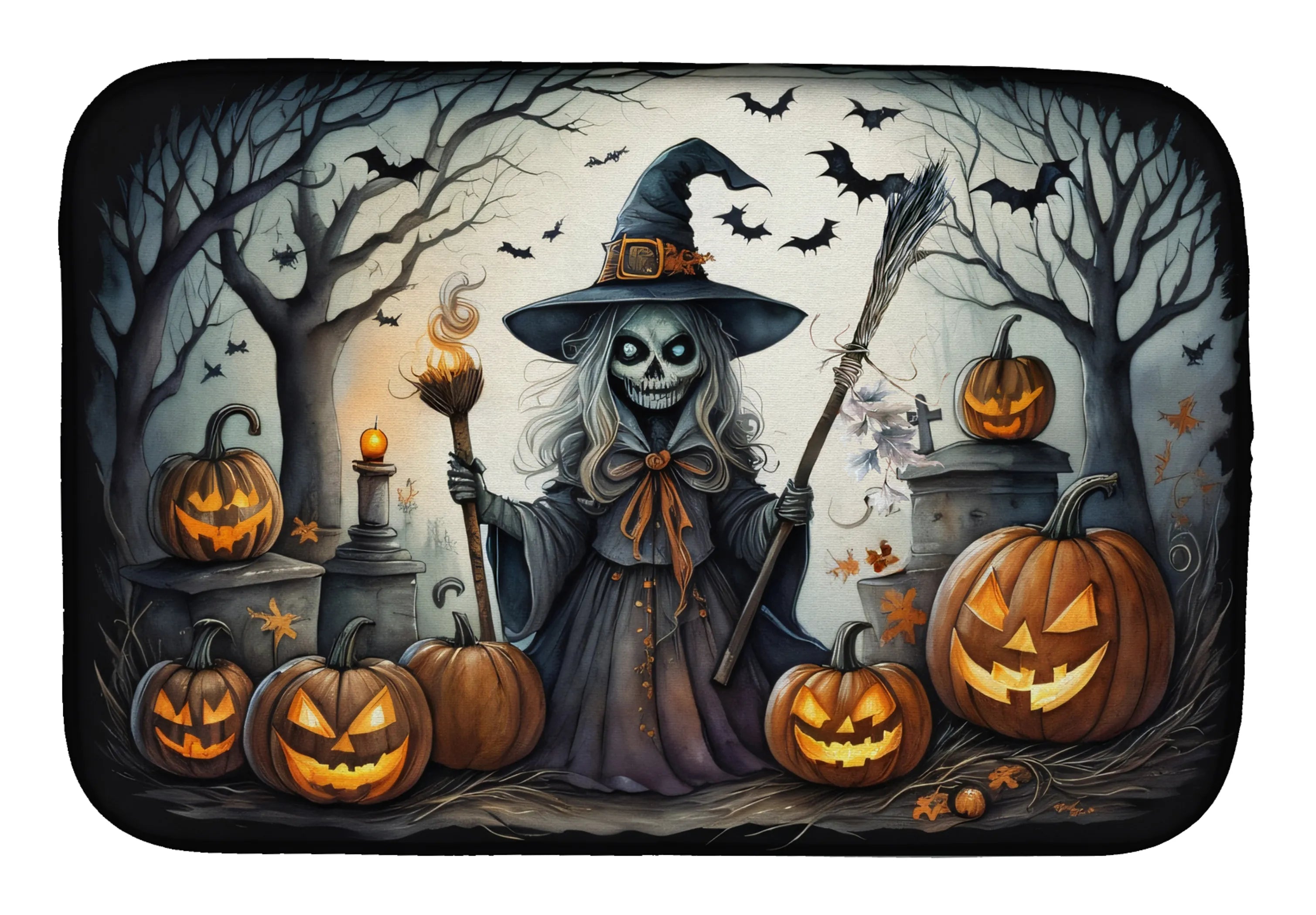 More Spooky Halloween Dish Drying Mat - Size: 14  X 21" | Pack Of: 1 | Collection name: More spooky halloween