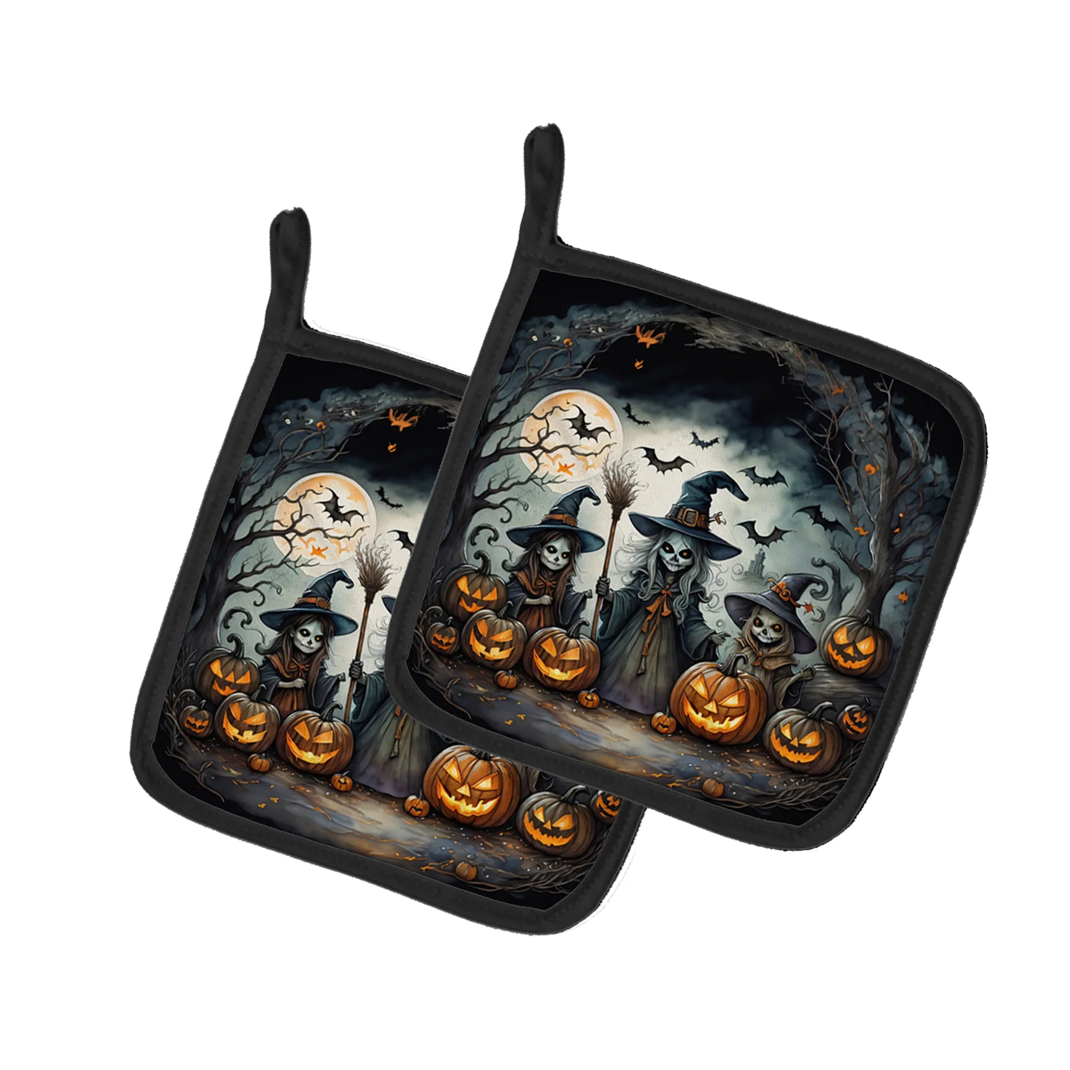 More Spooky Halloween Pair of Pot Holders - Size: 7.5HX7.5W | Pack Of: 1 | Collection name: More spooky halloween