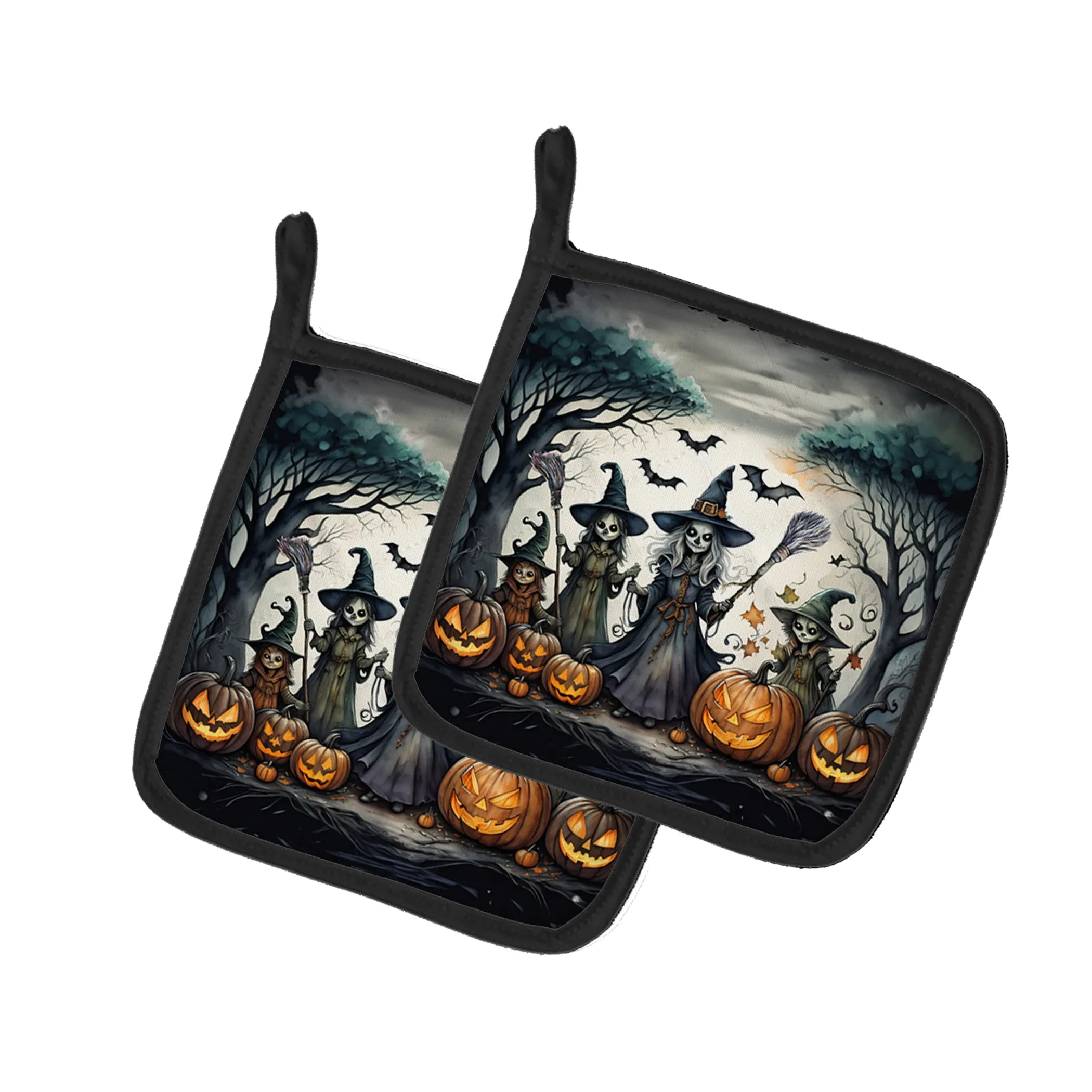 More Spooky Halloween Pair of Pot Holders - Size: 7.5HX7.5W | Pack Of: 1 | Collection name: More spooky halloween