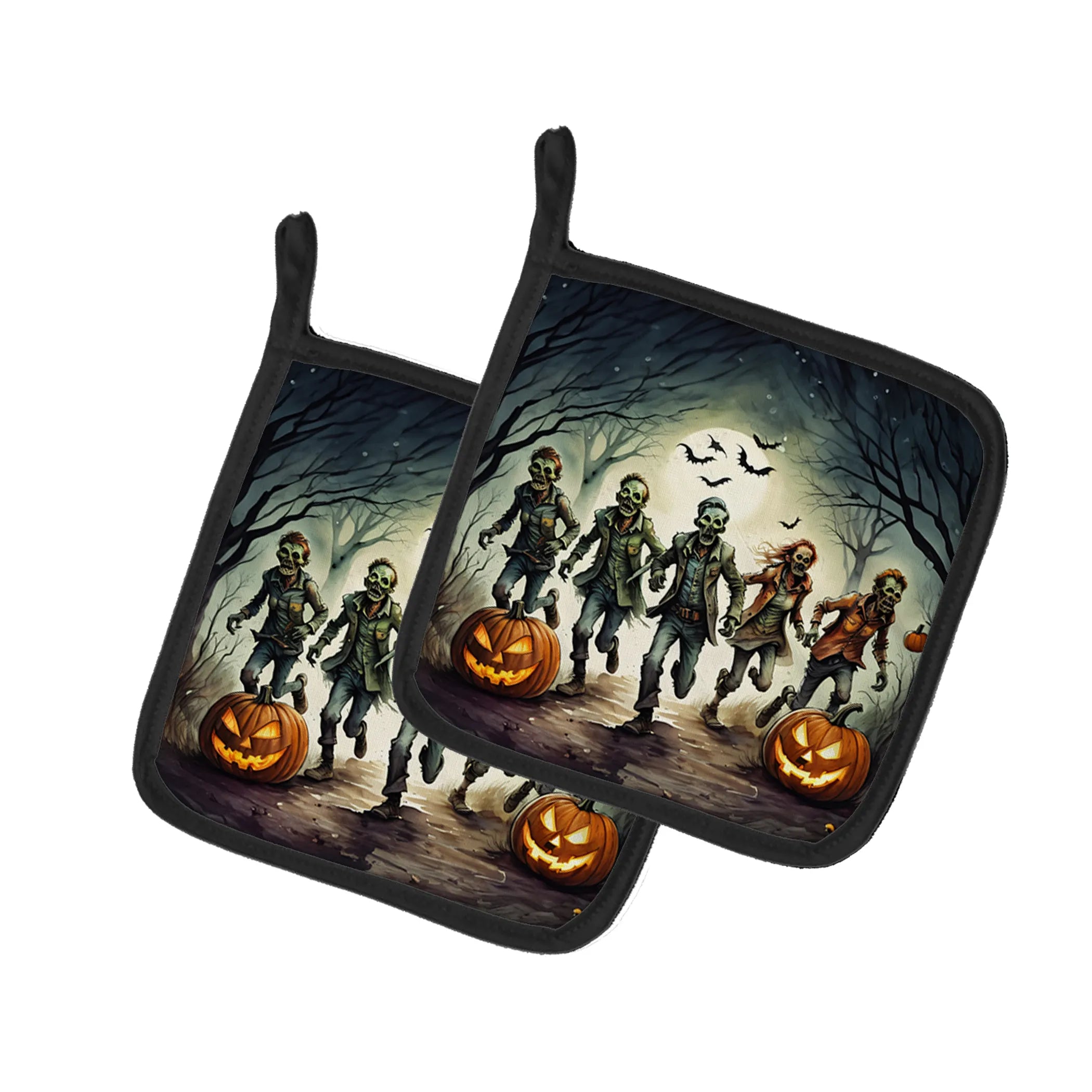 More Spooky Halloween Pair of Pot Holders - Size: 7.5HX7.5W | Pack Of: 1 | Collection name: More spooky halloween