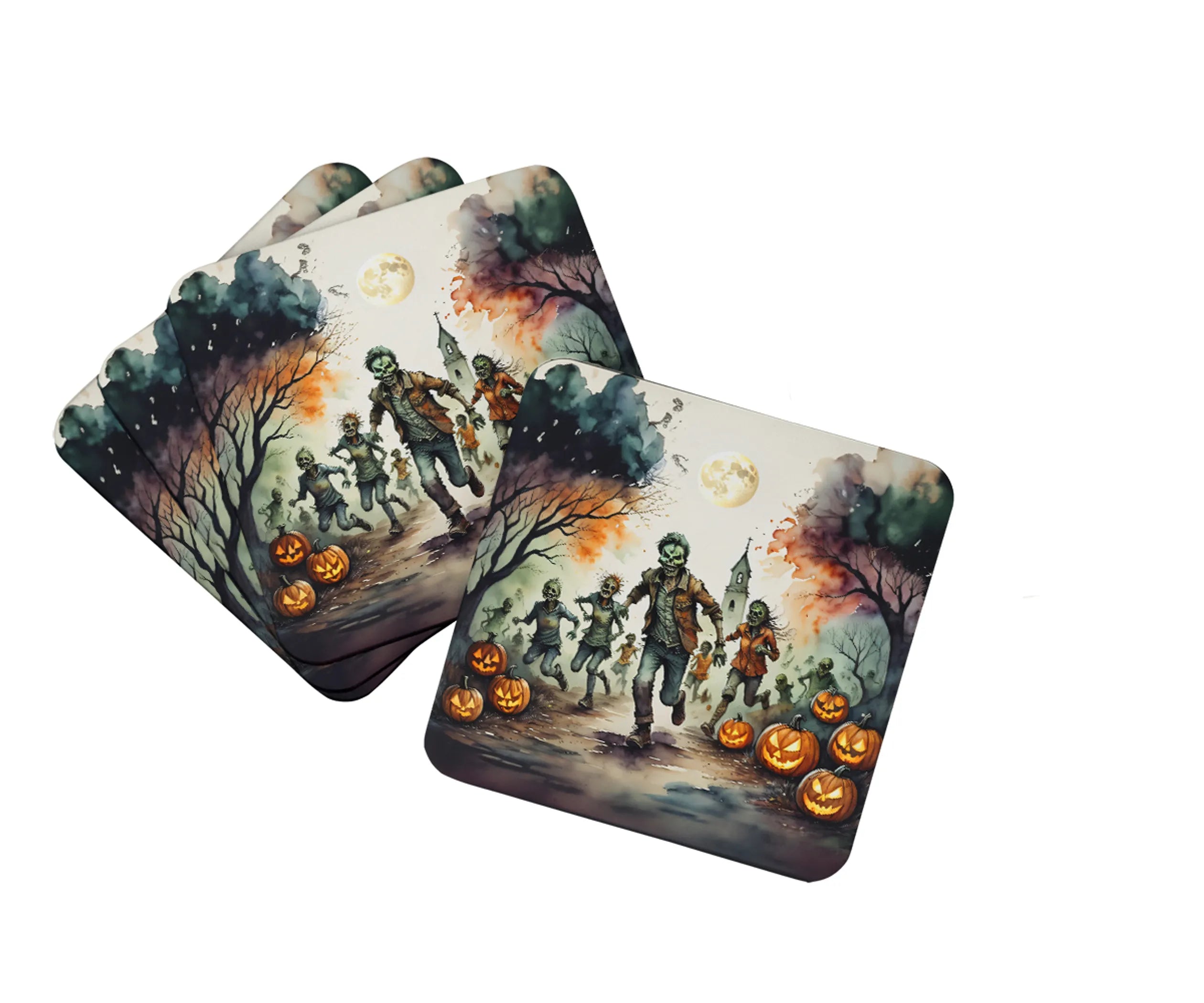More Spooky Halloween Foam Coasters - Size: 3.5 | Pack Of: 1 | Collection name: More spooky halloween
