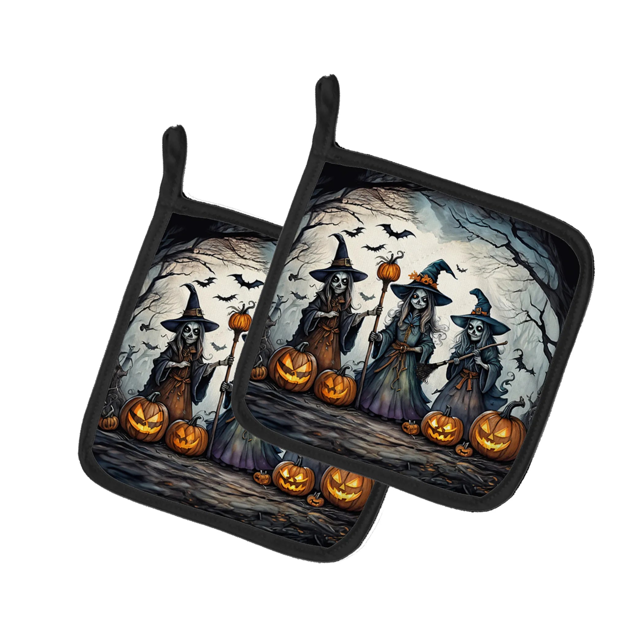 More Spooky Halloween Pair of Pot Holders - Size: 7.5HX7.5W | Pack Of: 1 | Collection name: More spooky halloween