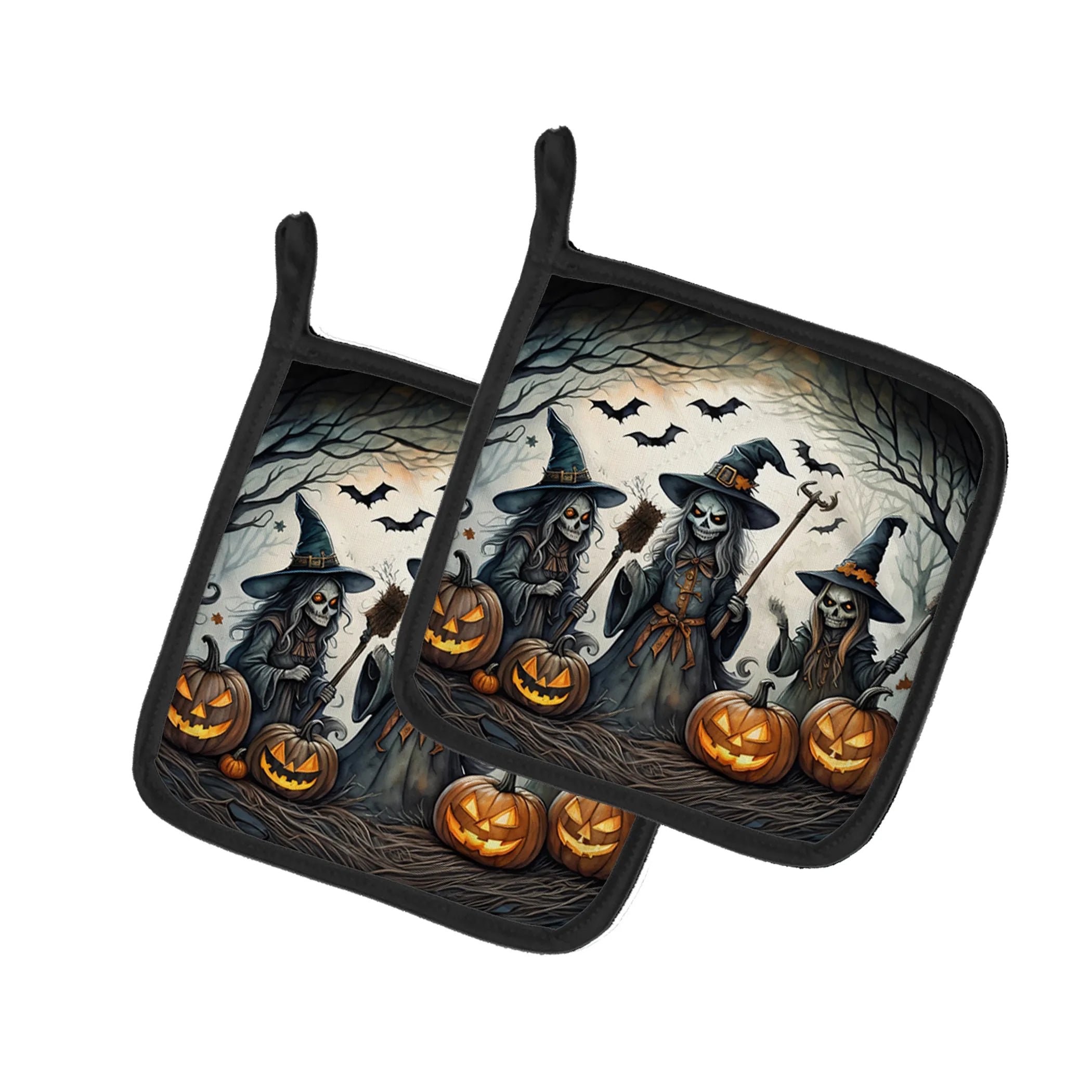 More Spooky Halloween Pair of Pot Holders - Size: 7.5HX7.5W | Pack Of: 1 | Collection name: More spooky halloween