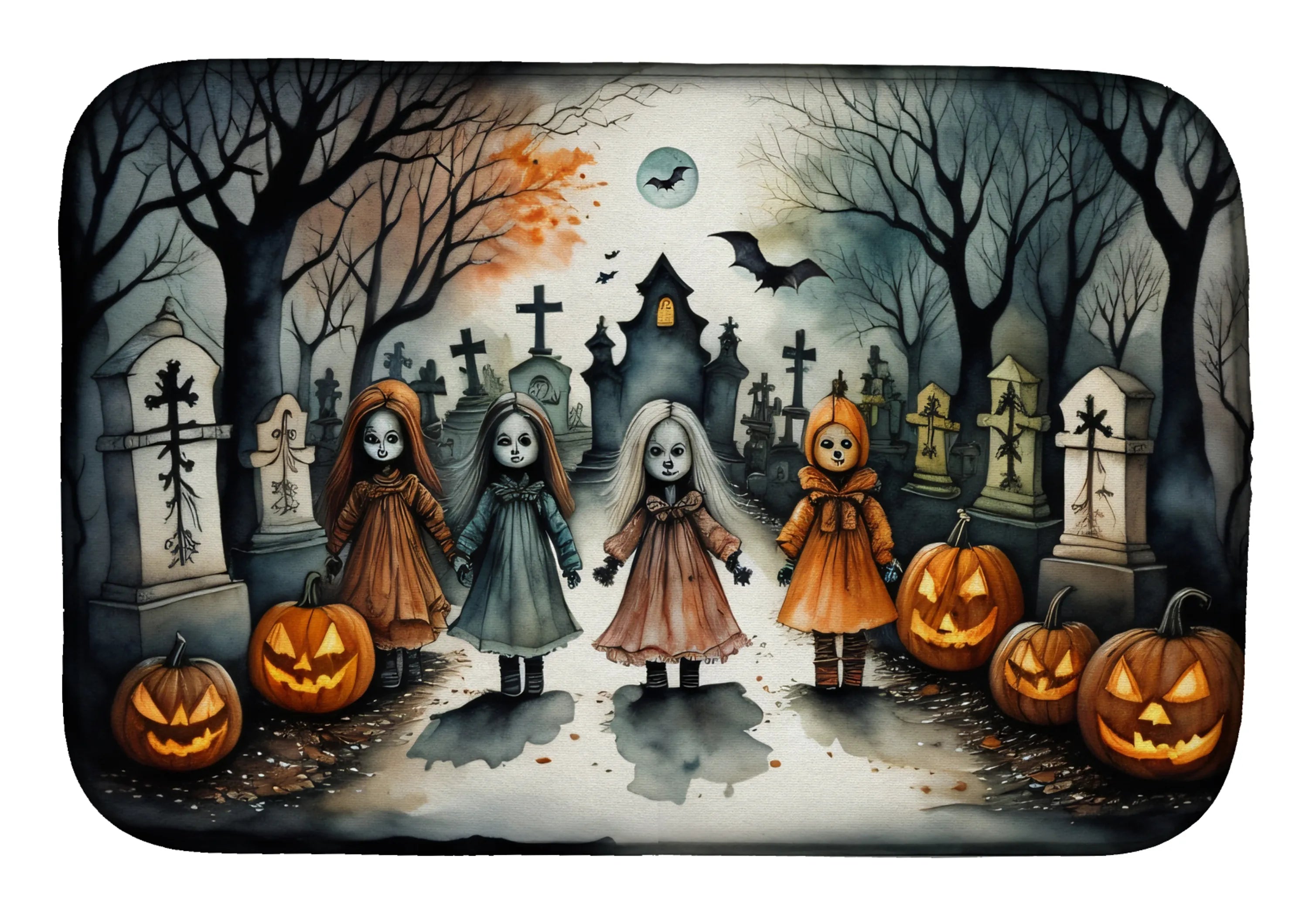More Spooky Halloween Dish Drying Mat - Size: 14  X 21" | Pack Of: 1 | Collection name: More spooky halloween