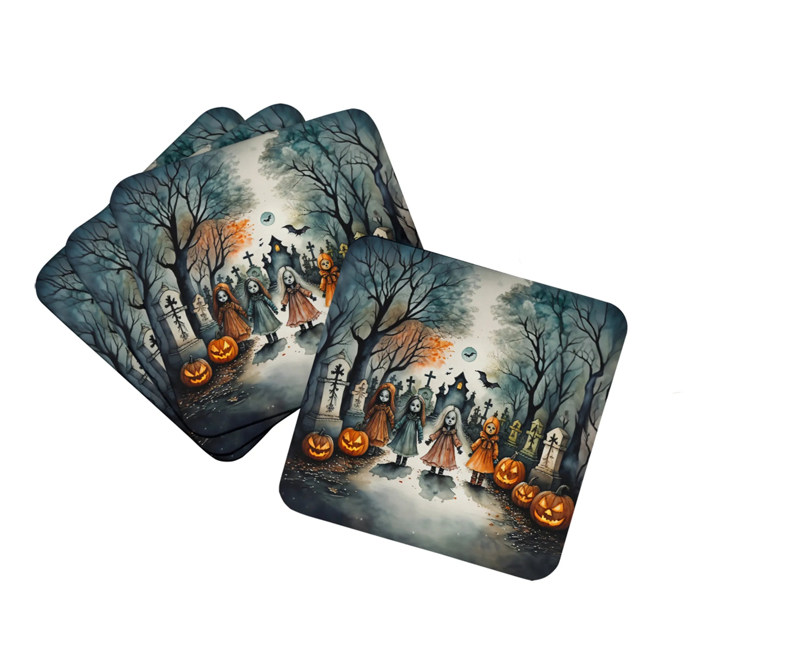 More Spooky Halloween Foam Coasters - Size: 3.5 | Pack Of: 1 | Collection name: More spooky halloween
