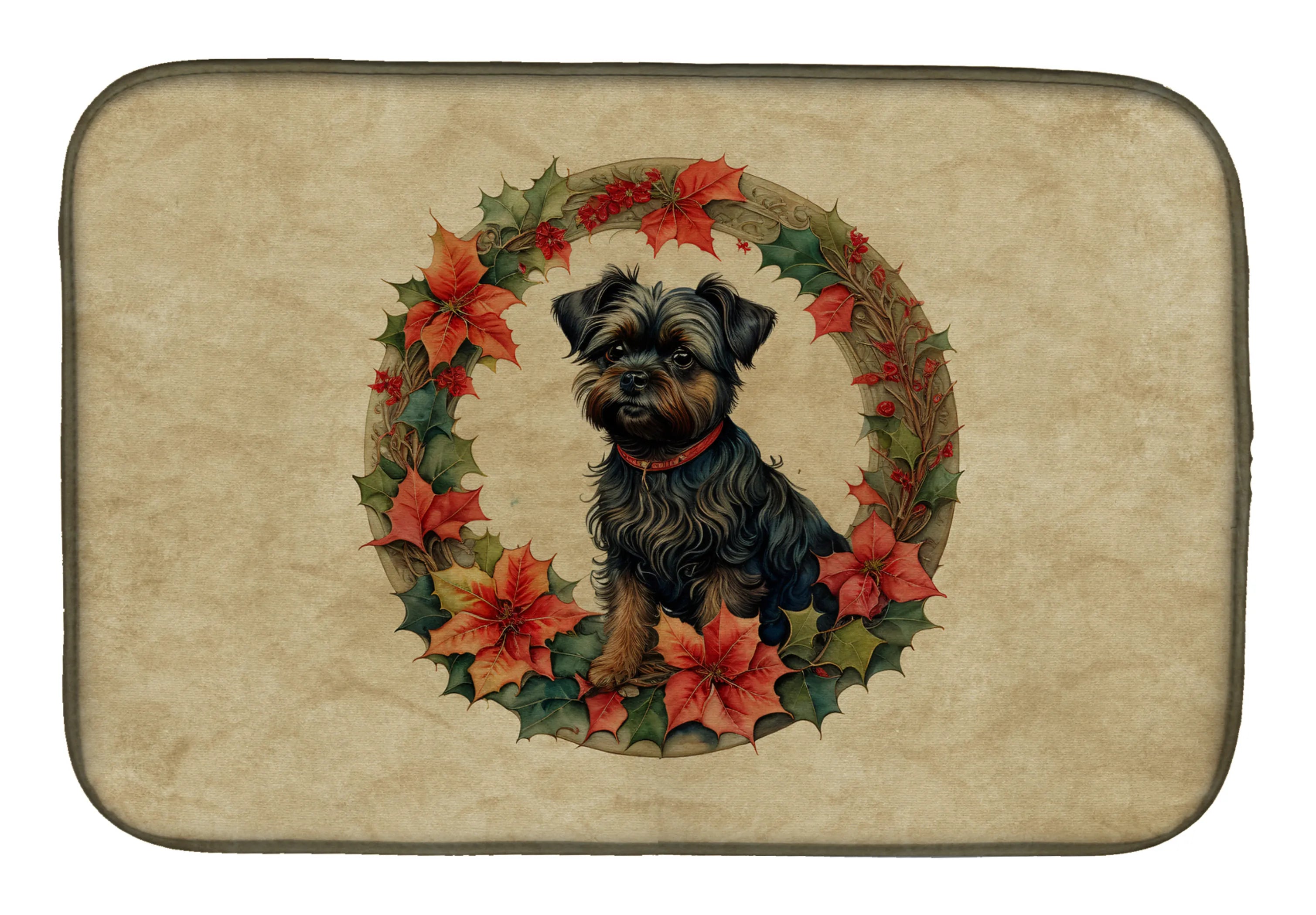 Christmas Flowers Frame Dish Drying Mat - Size: 14  X 21" | Pack Of: 1 | Collection name: Christmas flowers frame