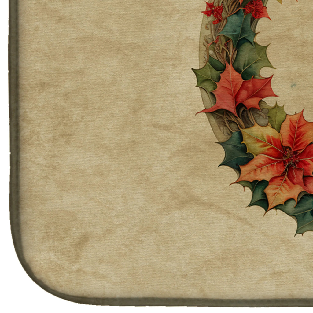 Christmas Flowers Frame Dish Drying Mat - Size: 14  X 21" | Pack Of: 1 | Collection name: Christmas flowers frame