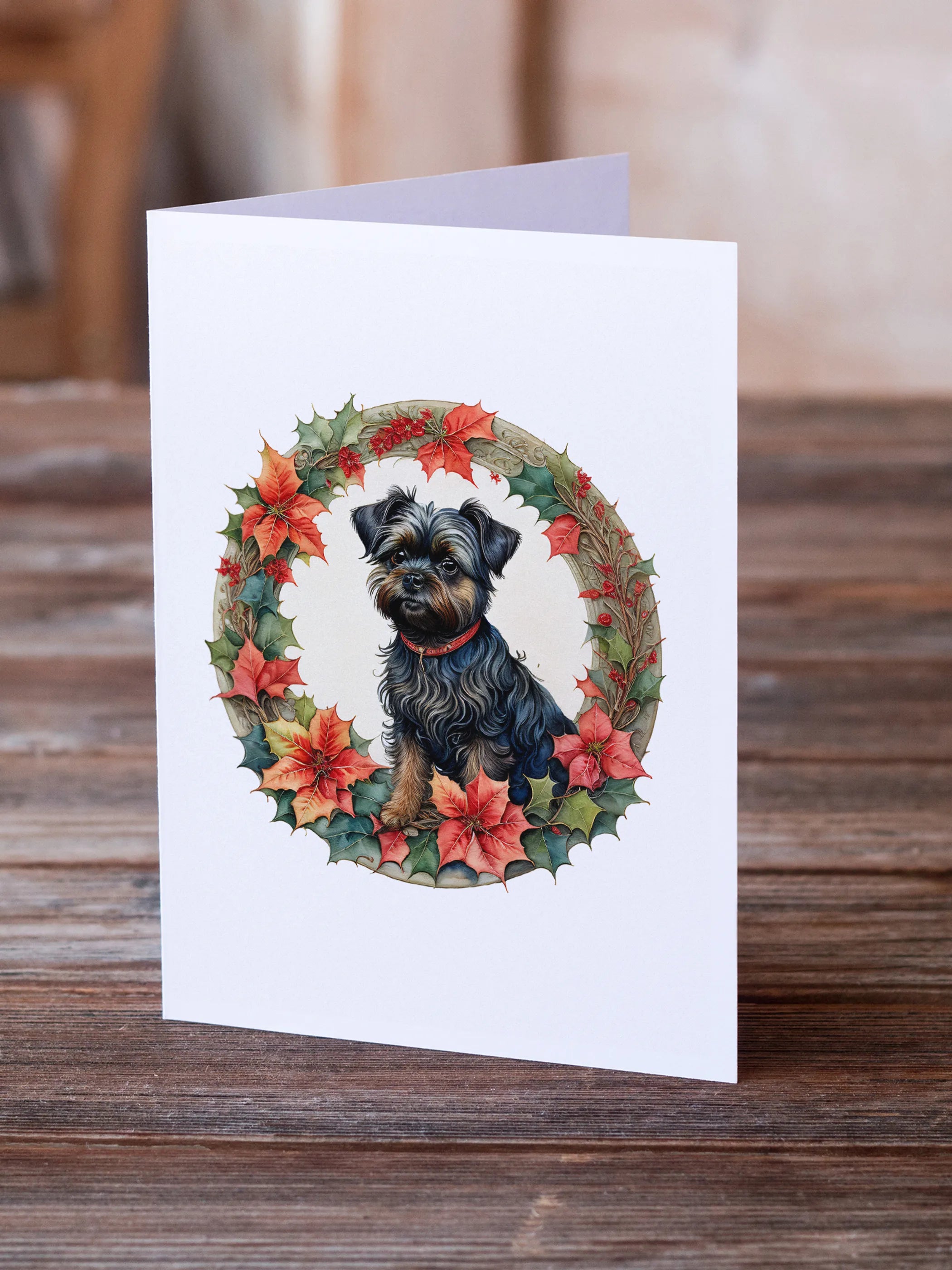 Christmas Flowers Frame Greeting Cards  - Size: 5X7 | Pack Of: 8 | Collection name: Christmas flowers frame