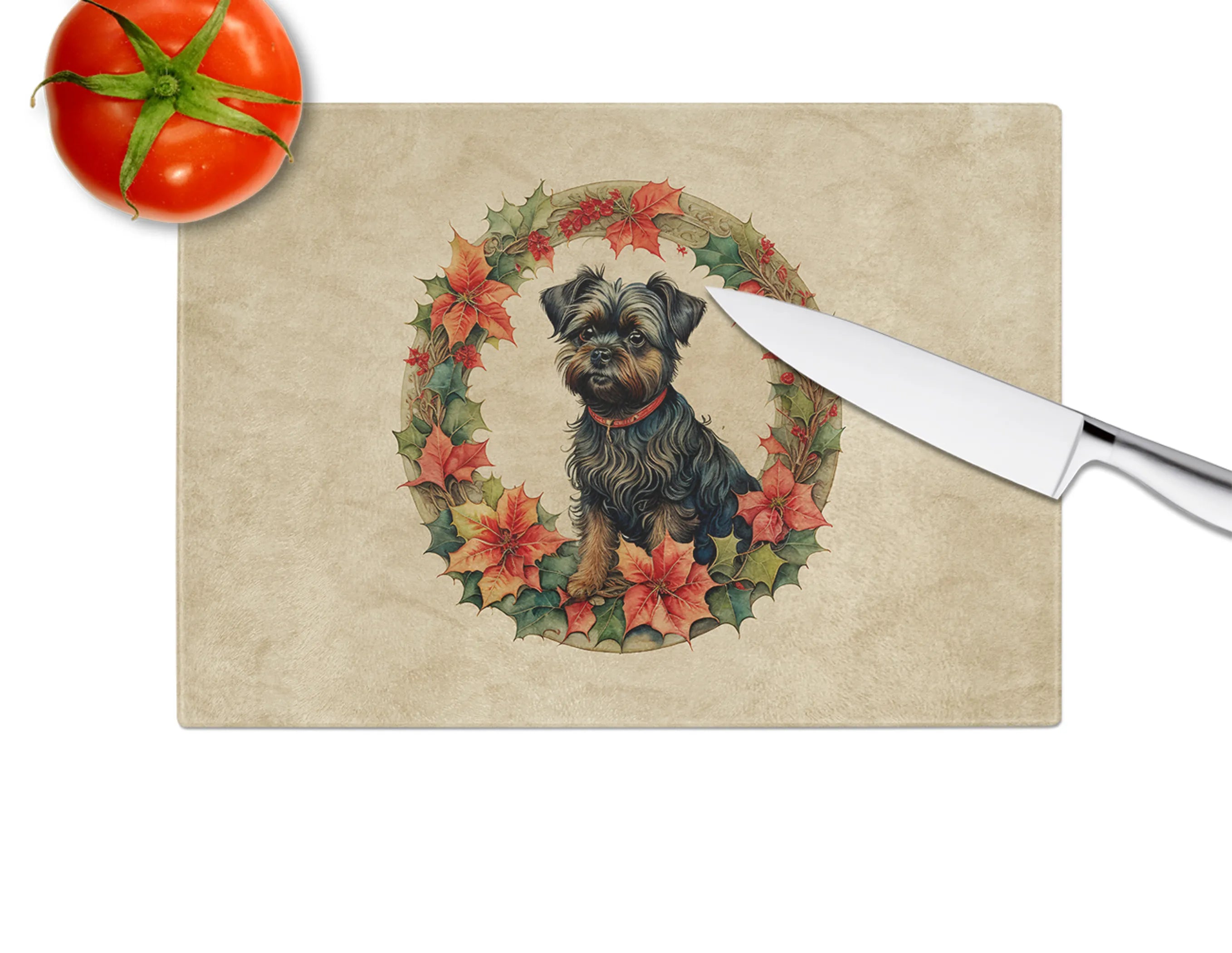 Christmas Flowers Frame Glass Cutting Board - Size: LARGE | Pack Of: 1 | Collection name: Christmas flowers frame