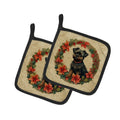 Christmas Flowers Frame Pair of Pot Holders - Size: 7.5HX7.5W | Pack Of: 1 | Collection name: Christmas flowers frame