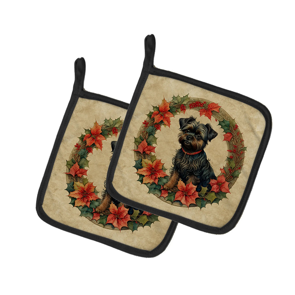 Christmas Flowers Frame Pair of Pot Holders - Size: 7.5HX7.5W | Pack Of: 1 | Collection name: Christmas flowers frame