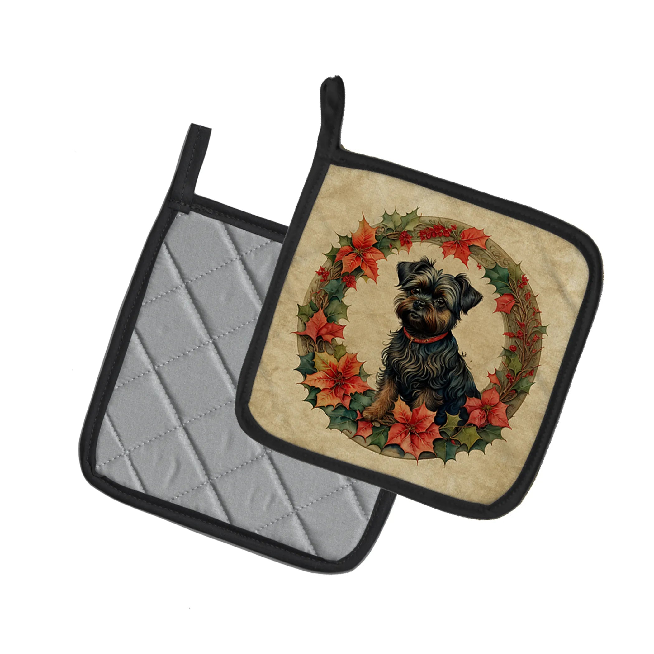 Christmas Flowers Frame Pair of Pot Holders - Size: 7.5HX7.5W | Pack Of: 1 | Collection name: Christmas flowers frame