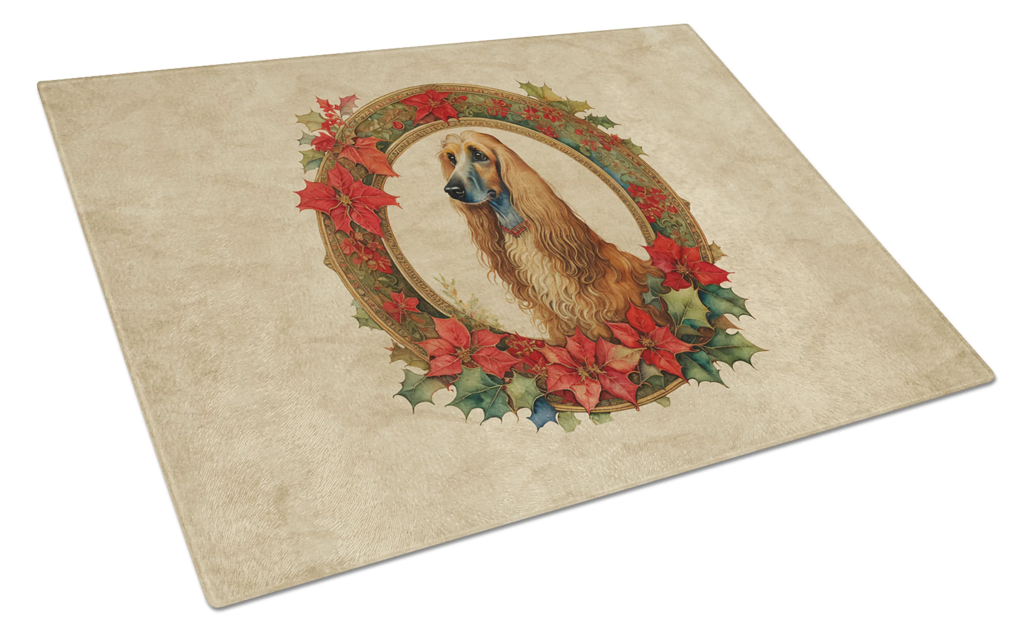 Christmas Flowers Frame Glass Cutting Board - Size: LARGE | Pack Of: 1 | Collection name: Christmas flowers frame