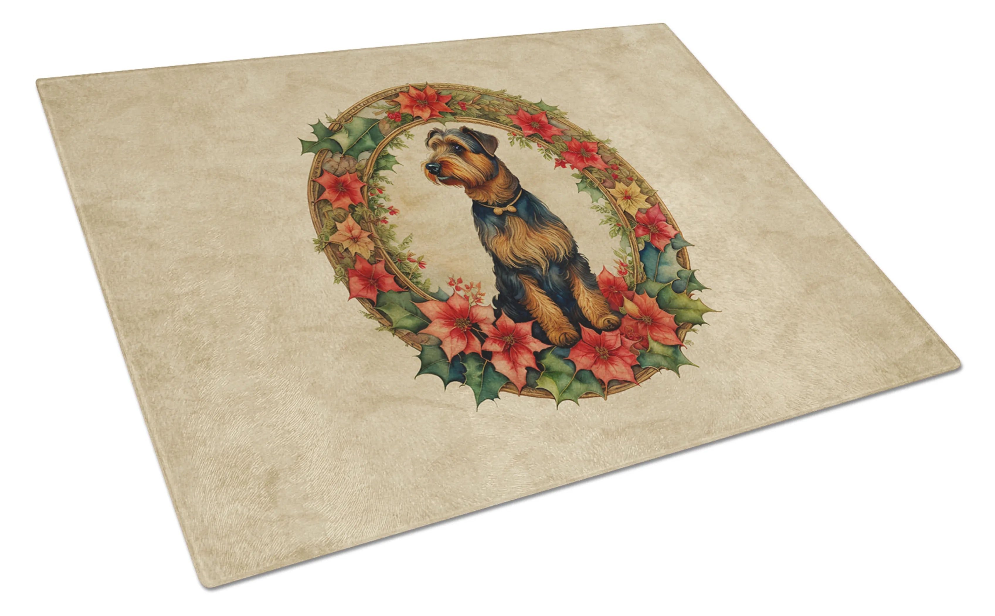 Christmas Flowers Frame Glass Cutting Board - Size: LARGE | Pack Of: 1 | Collection name: Christmas flowers frame