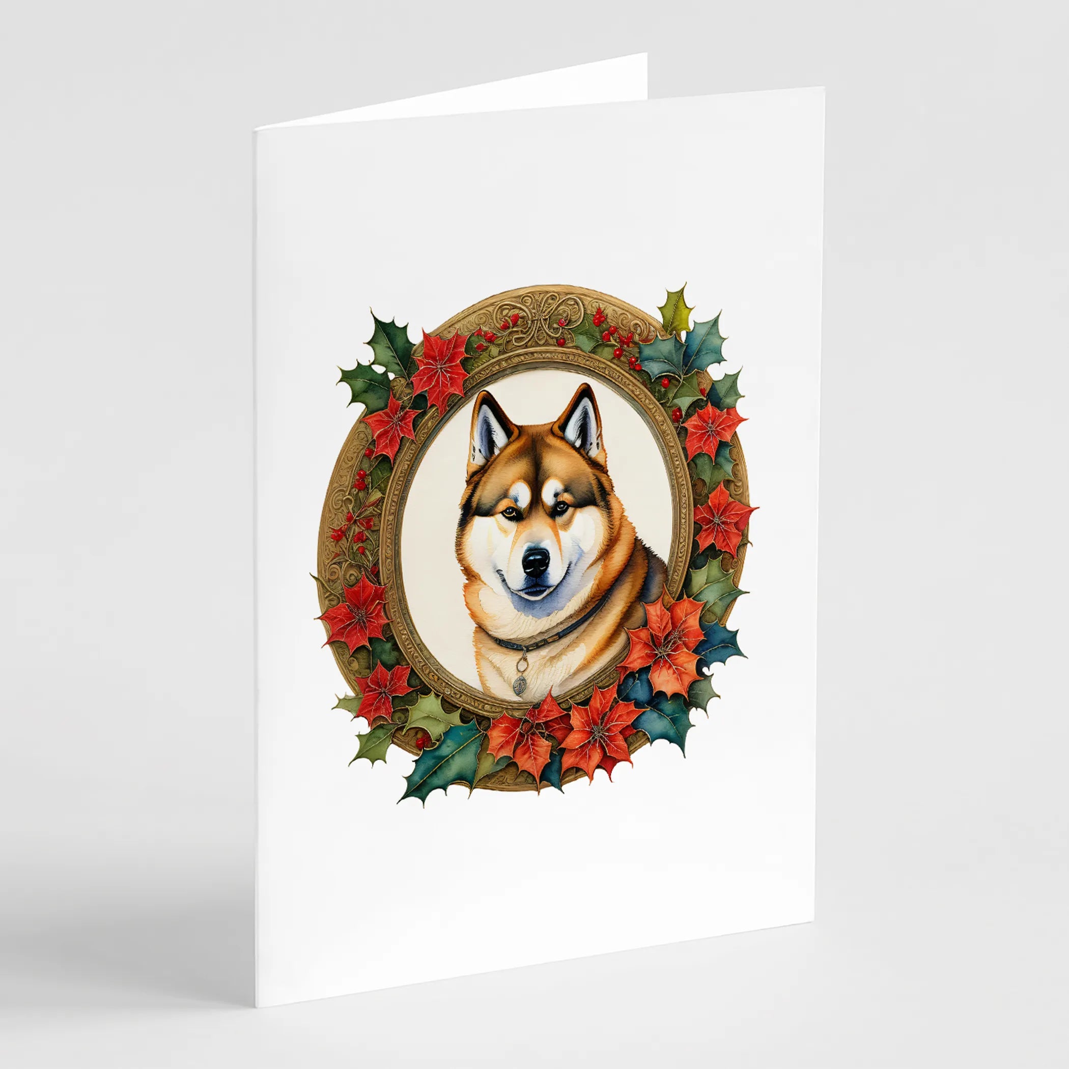 Christmas Flowers Frame Greeting Cards  - Size: 5X7 | Pack Of: 8 | Collection name: Christmas flowers frame