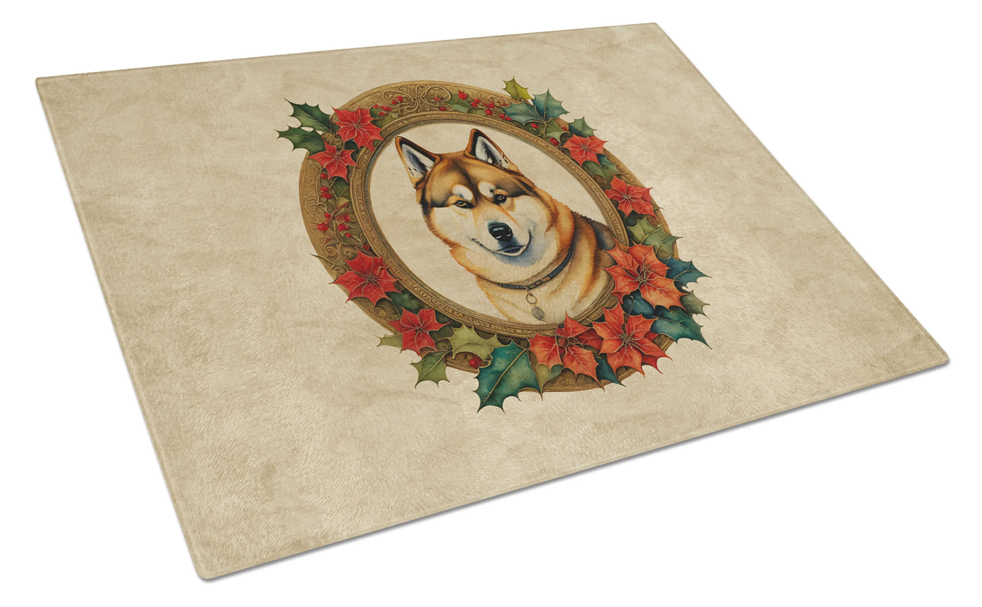 Christmas Flowers Frame Glass Cutting Board - Size: LARGE | Pack Of: 1 | Collection name: Christmas flowers frame