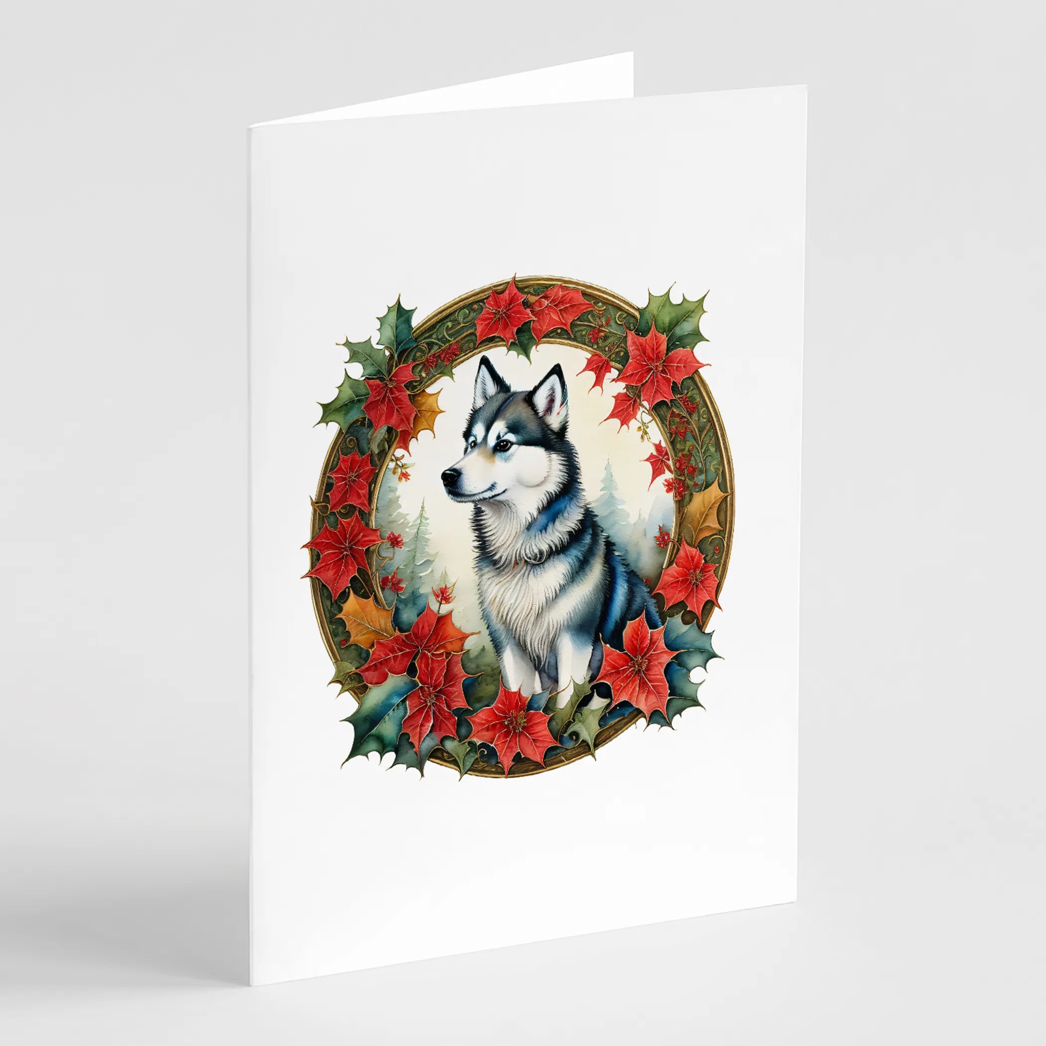 Christmas Flowers Frame Greeting Cards  - Size: 5X7 | Pack Of: 8 | Collection name: Christmas flowers frame