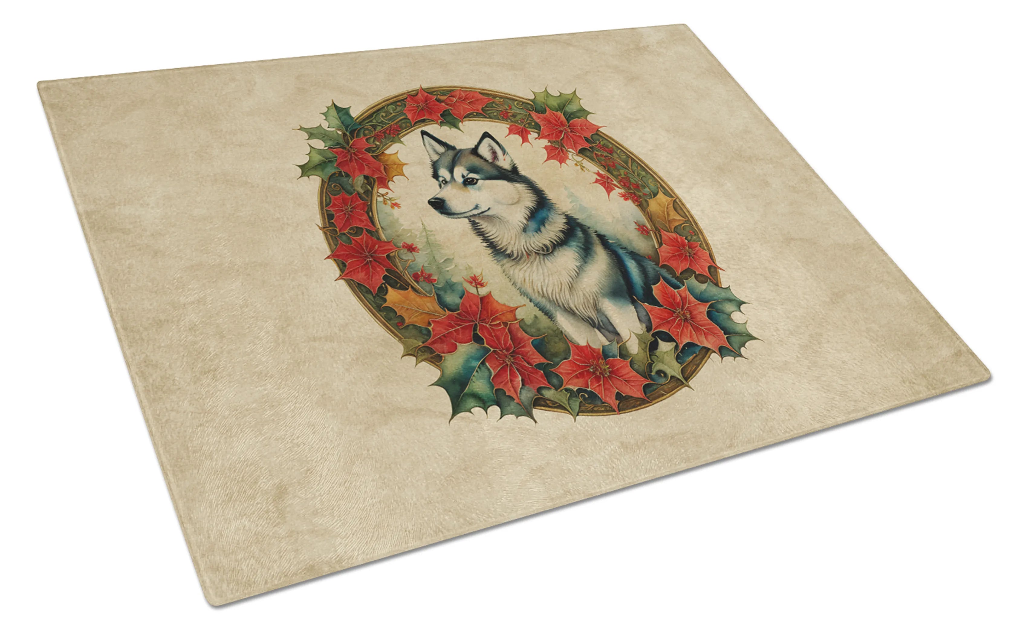 Christmas Flowers Frame Glass Cutting Board - Size: LARGE | Pack Of: 1 | Collection name: Christmas flowers frame