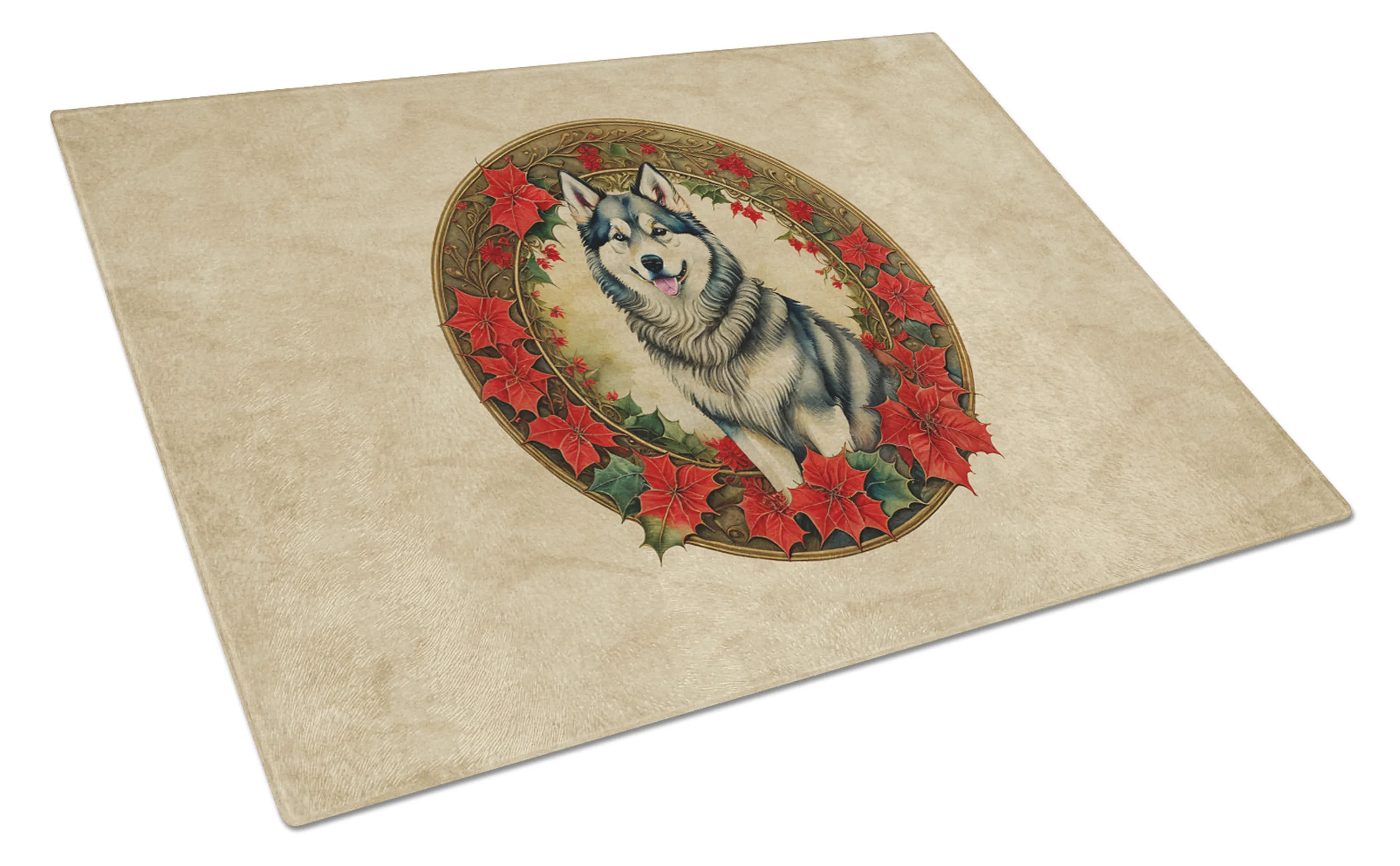 Christmas Flowers Frame Glass Cutting Board - Size: LARGE | Pack Of: 1 | Collection name: Christmas flowers frame