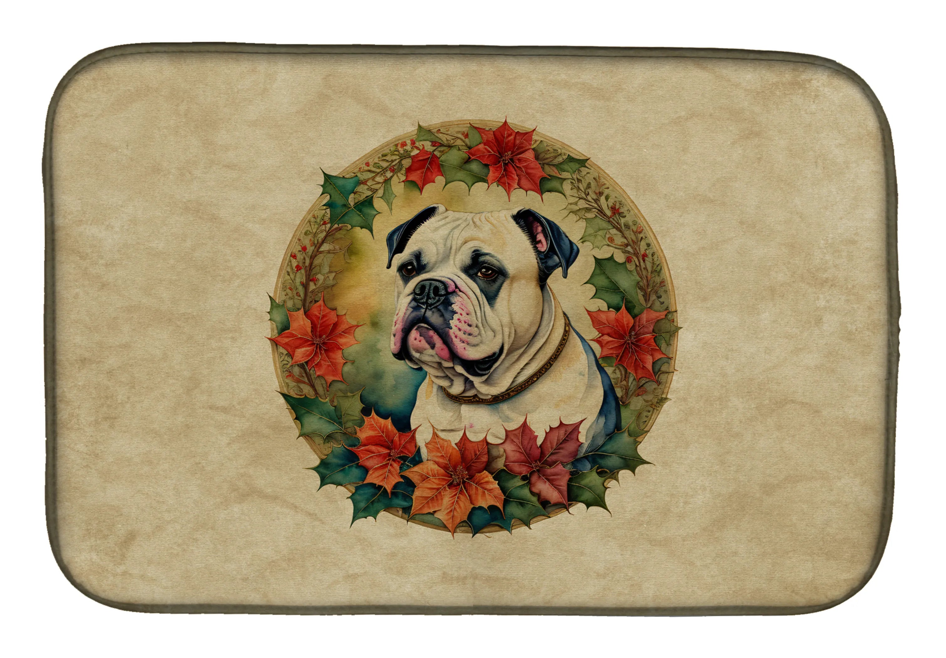Christmas Flowers Frame Dish Drying Mat - Size: 14  X 21" | Pack Of: 1 | Collection name: Christmas flowers frame