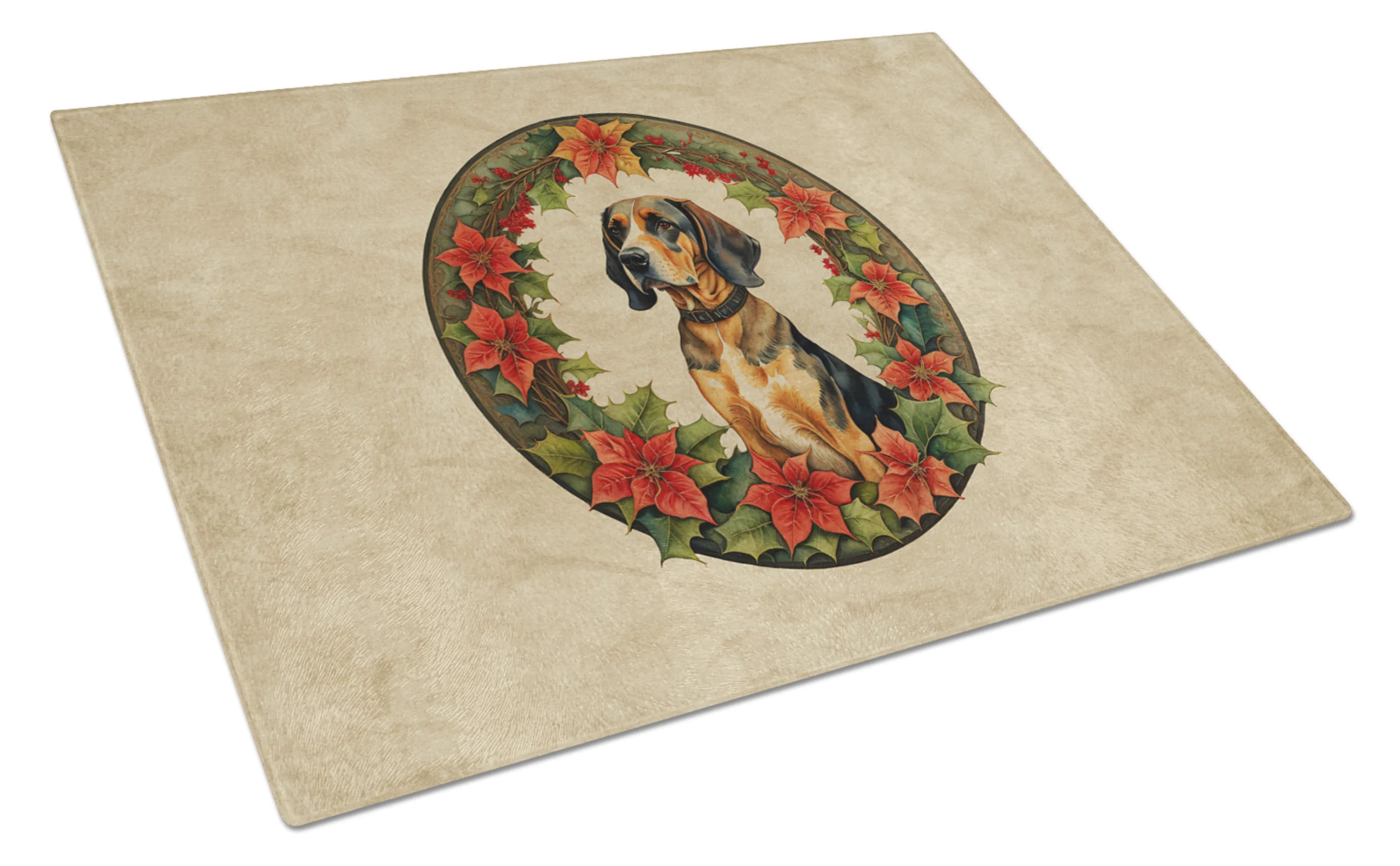 Christmas Flowers Frame Glass Cutting Board - Size: LARGE | Pack Of: 1 | Collection name: Christmas flowers frame