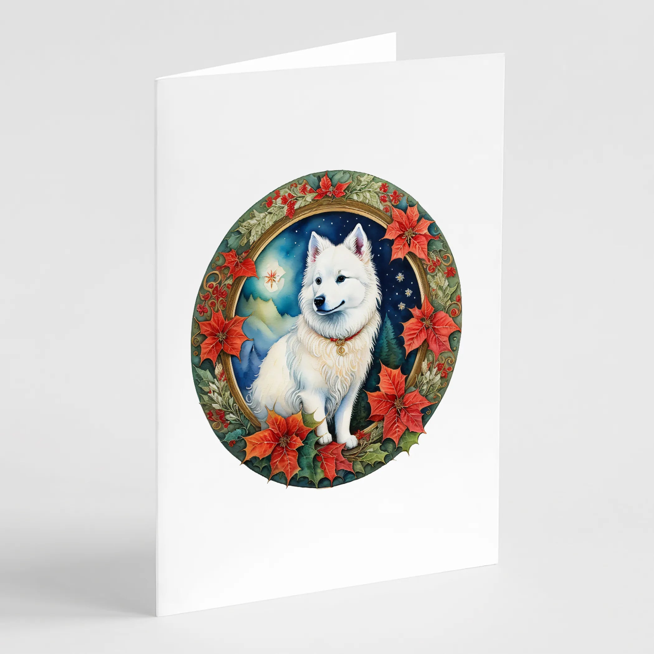 Christmas Flowers Frame Greeting Cards  - Size: 5X7 | Pack Of: 8 | Collection name: Christmas flowers frame