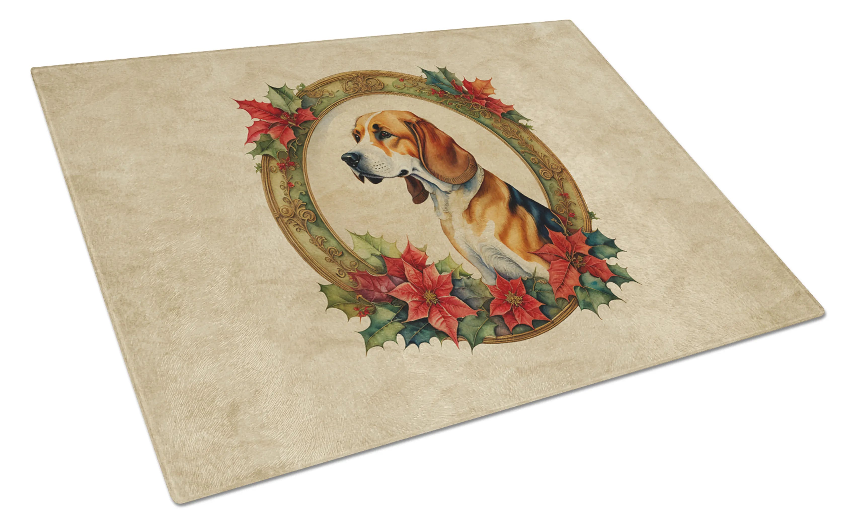 Christmas Flowers Frame Glass Cutting Board - Size: LARGE | Pack Of: 1 | Collection name: Christmas flowers frame