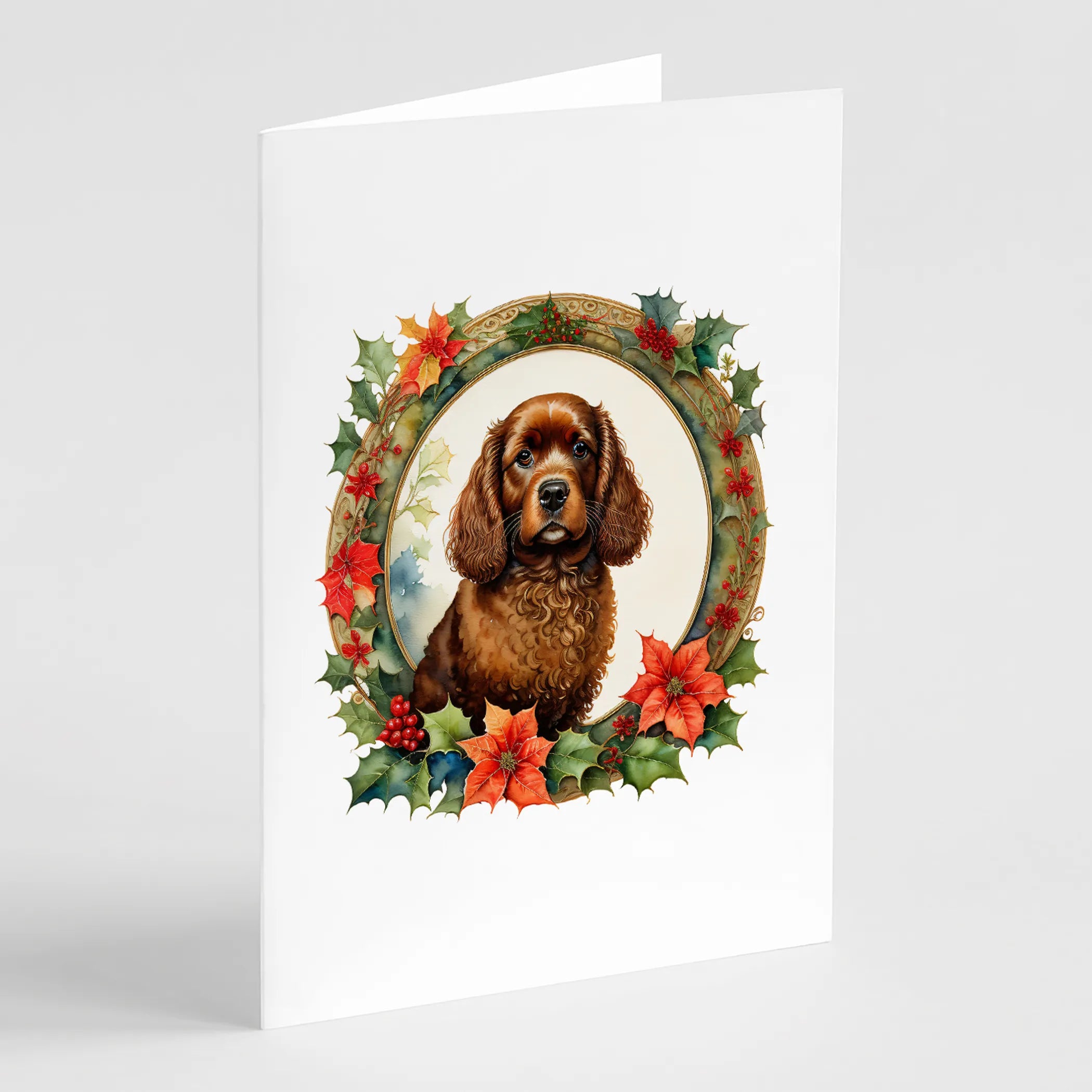 Christmas Flowers Frame Greeting Cards  - Size: 5X7 | Pack Of: 8 | Collection name: Christmas flowers frame