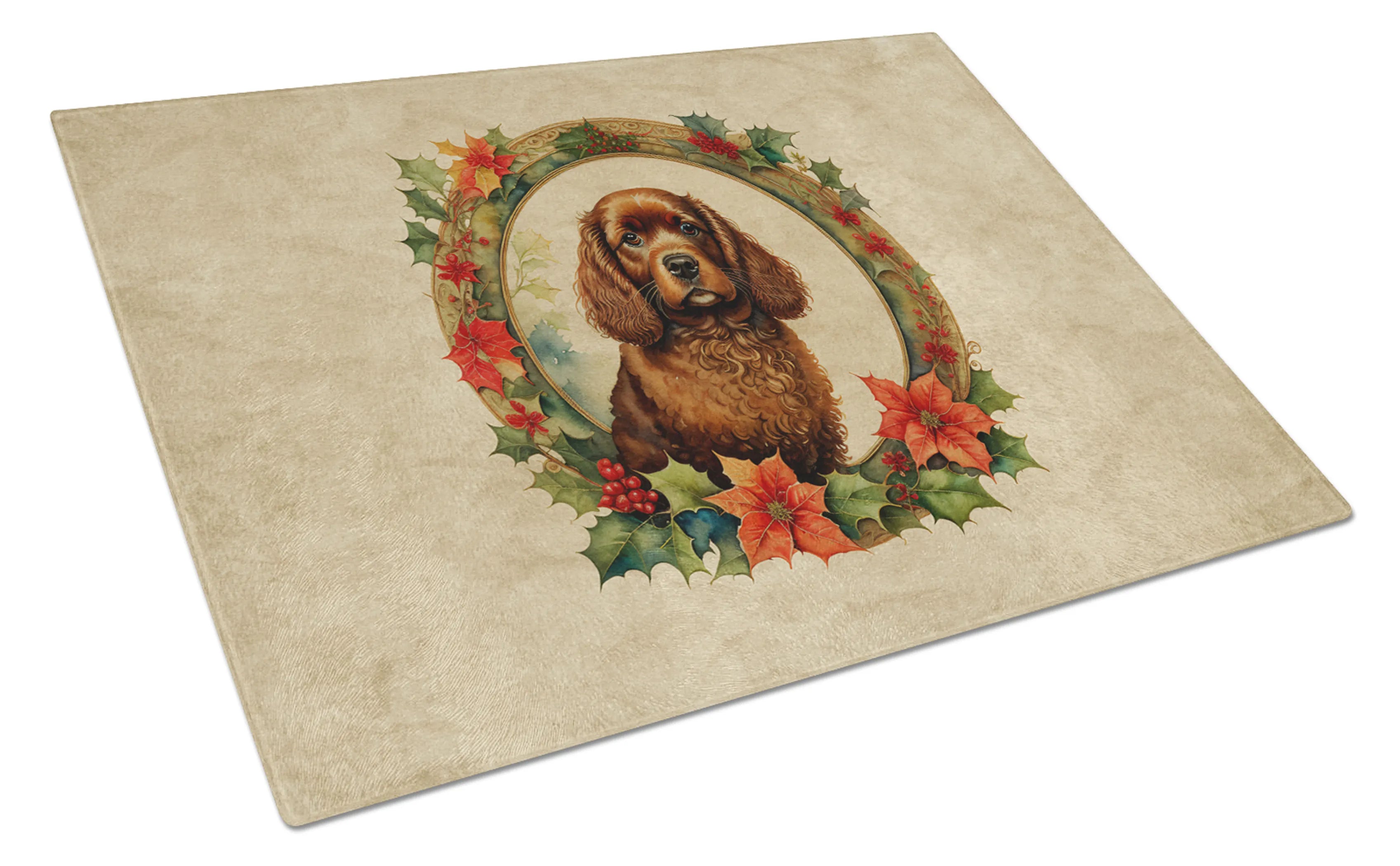Christmas Flowers Frame Glass Cutting Board - Size: LARGE | Pack Of: 1 | Collection name: Christmas flowers frame
