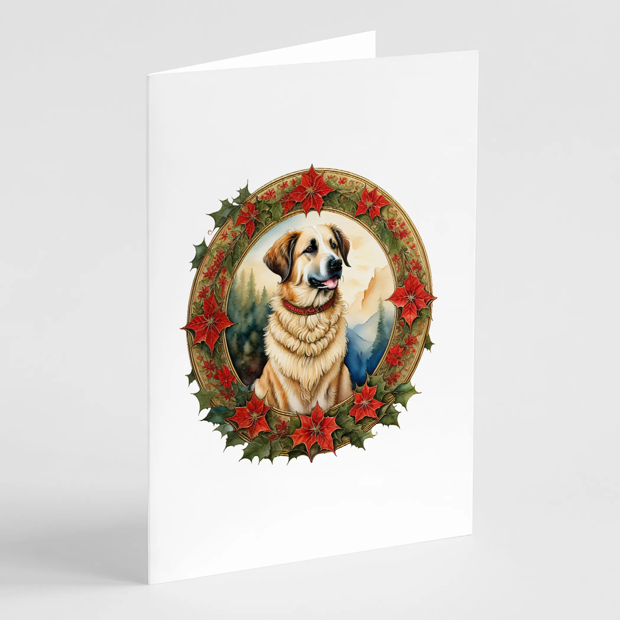 Christmas Flowers Frame Greeting Cards  - Size: 5X7 | Pack Of: 8 | Collection name: Christmas flowers frame