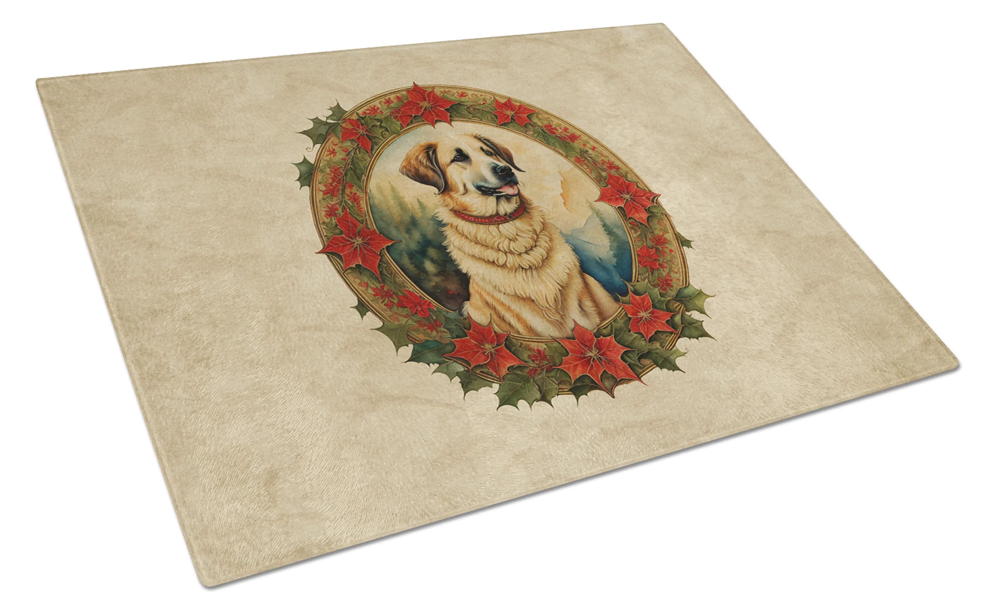 Christmas Flowers Frame Glass Cutting Board - Size: LARGE | Pack Of: 1 | Collection name: Christmas flowers frame