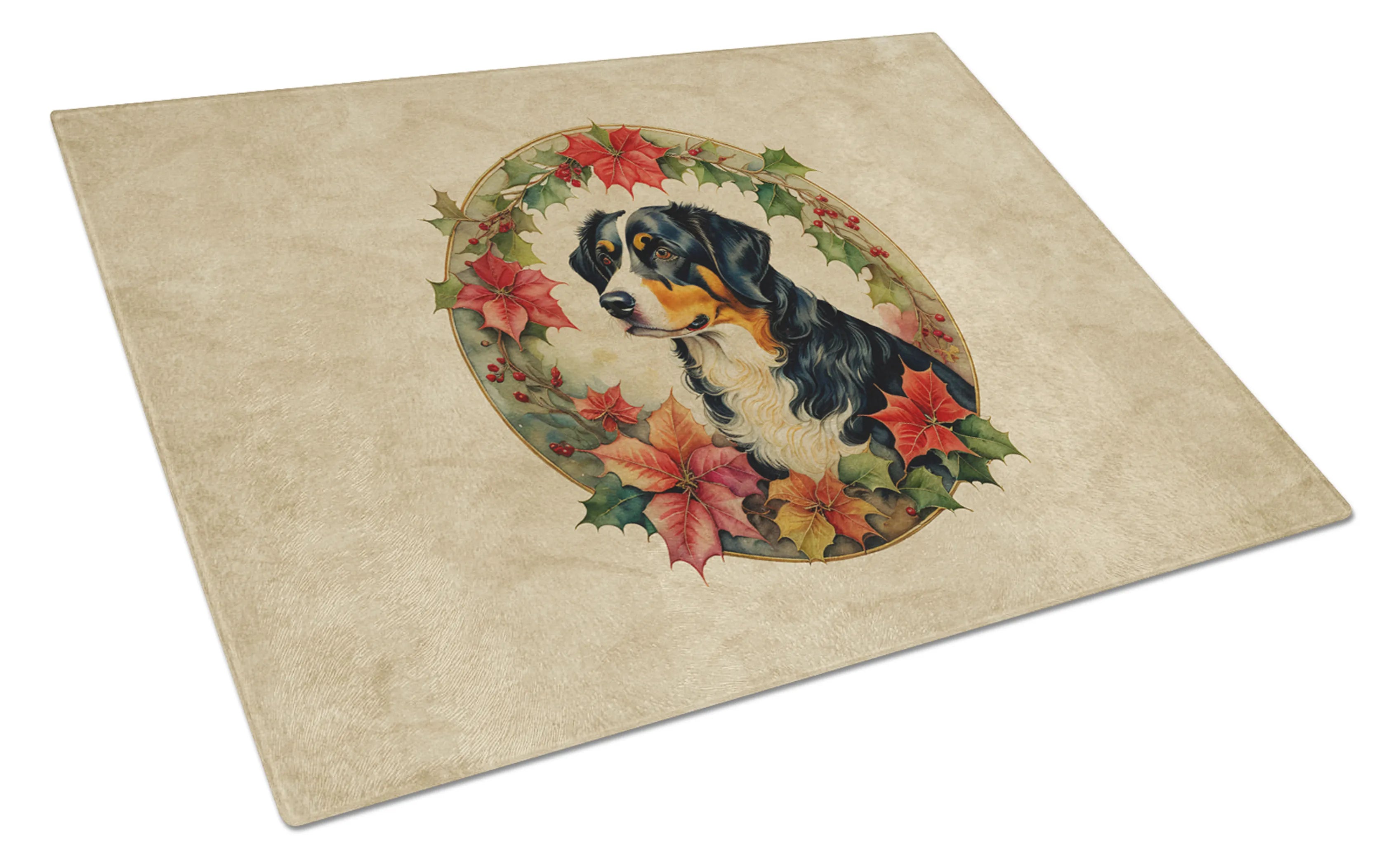 Christmas Flowers Frame Glass Cutting Board - Size: LARGE | Pack Of: 1 | Collection name: Christmas flowers frame