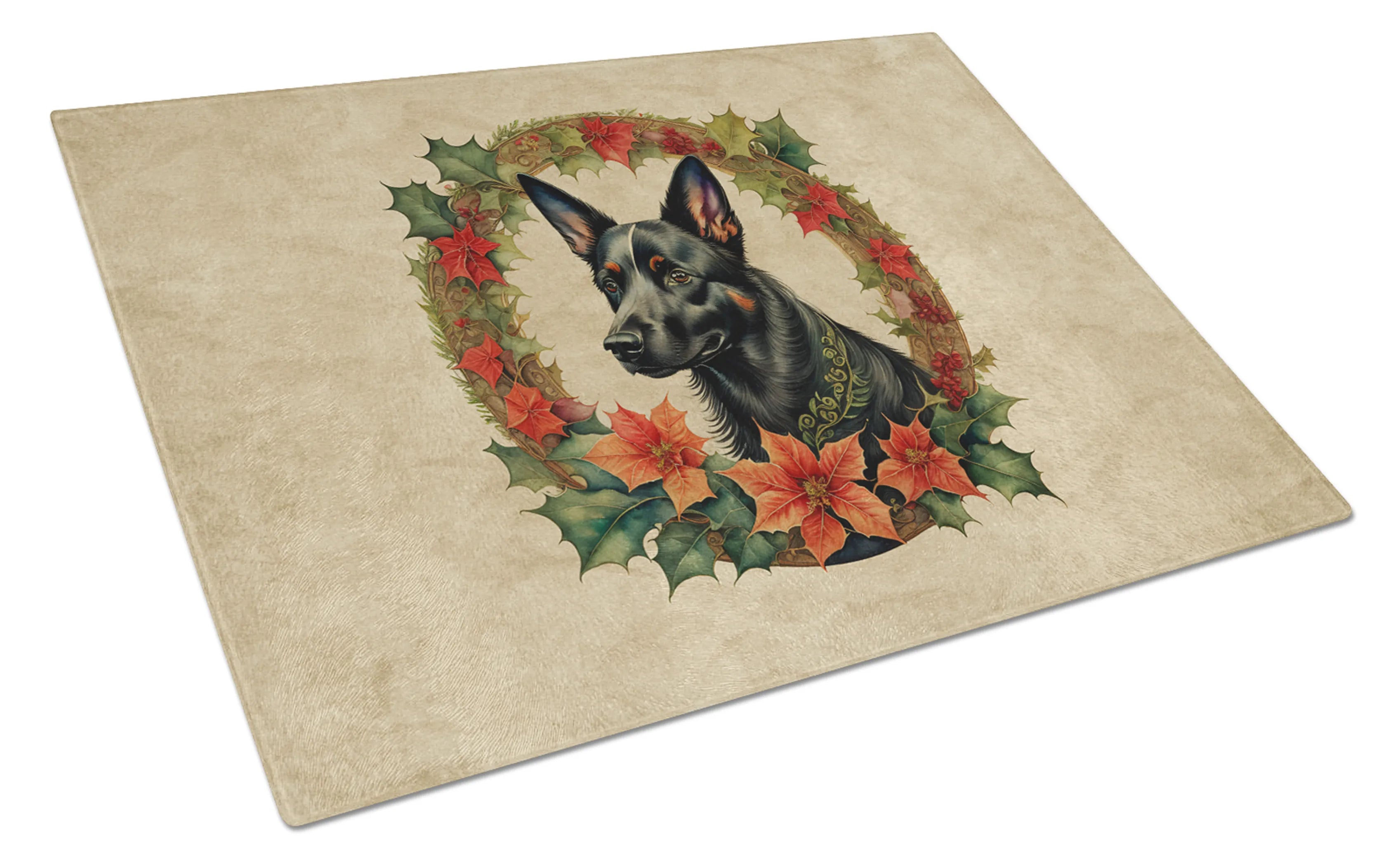 Christmas Flowers Frame Glass Cutting Board - Size: LARGE | Pack Of: 1 | Collection name: Christmas flowers frame