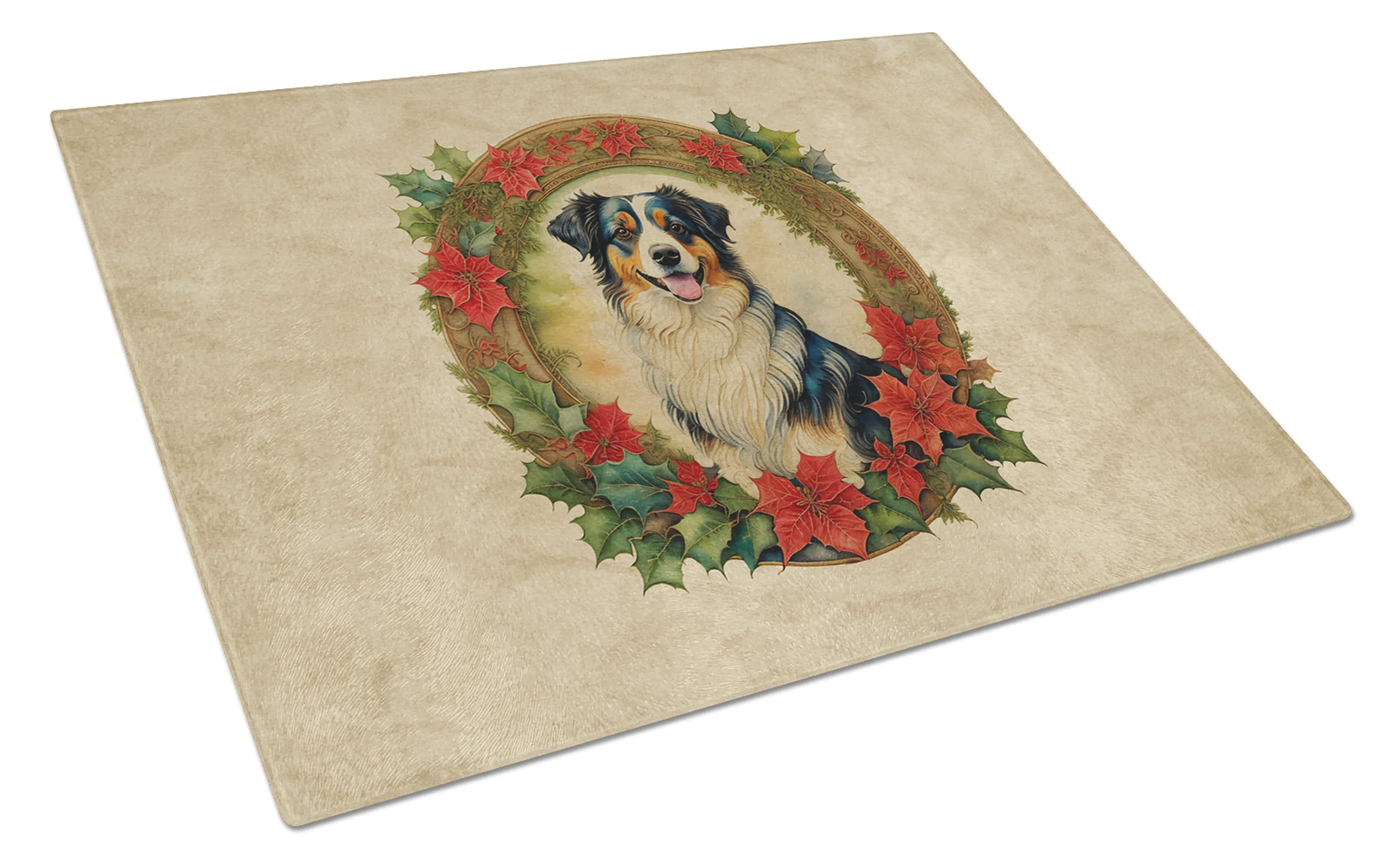 Christmas Flowers Frame Glass Cutting Board - Size: LARGE | Pack Of: 1 | Collection name: Christmas flowers frame