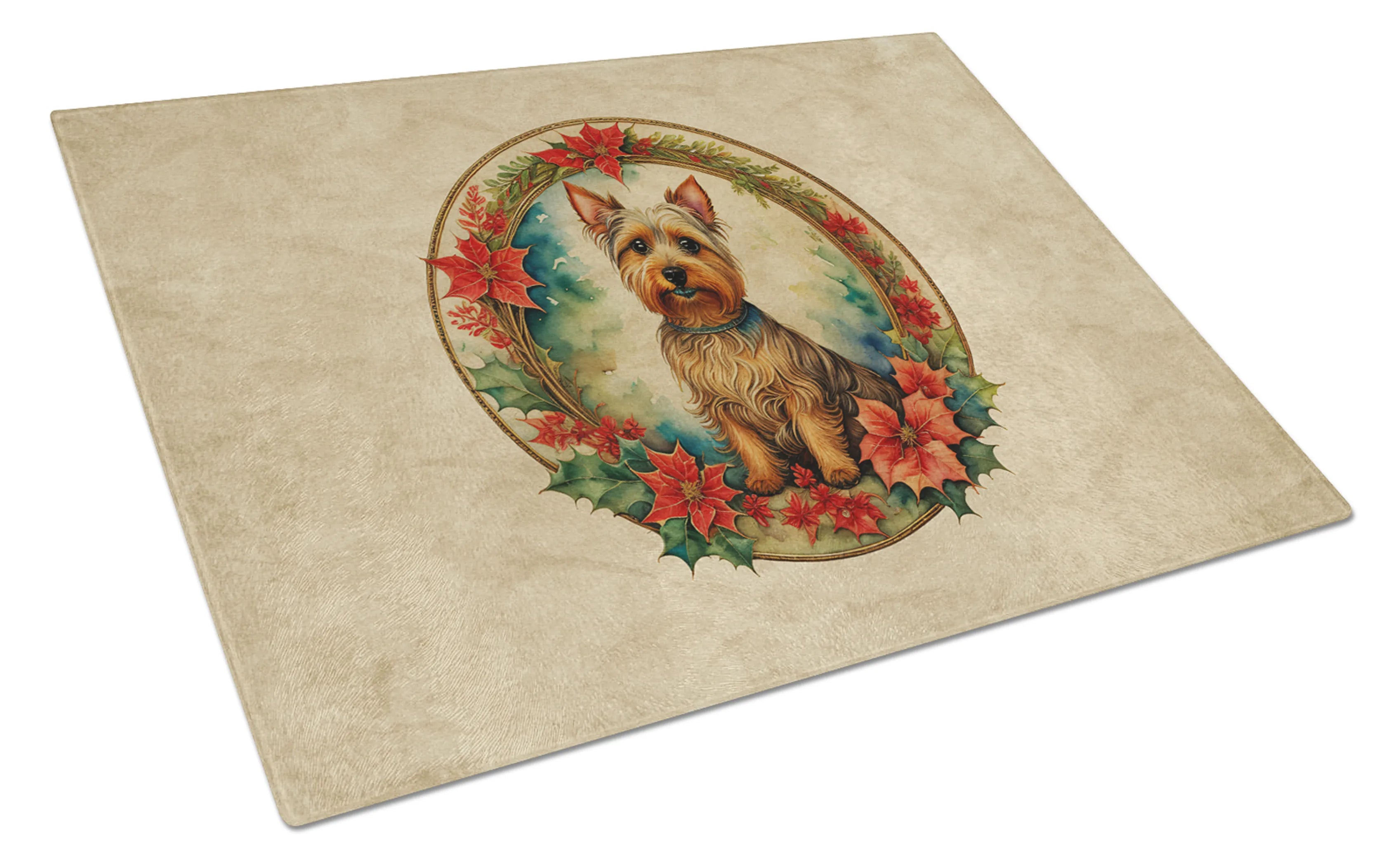 Christmas Flowers Frame Glass Cutting Board - Size: LARGE | Pack Of: 1 | Collection name: Christmas flowers frame