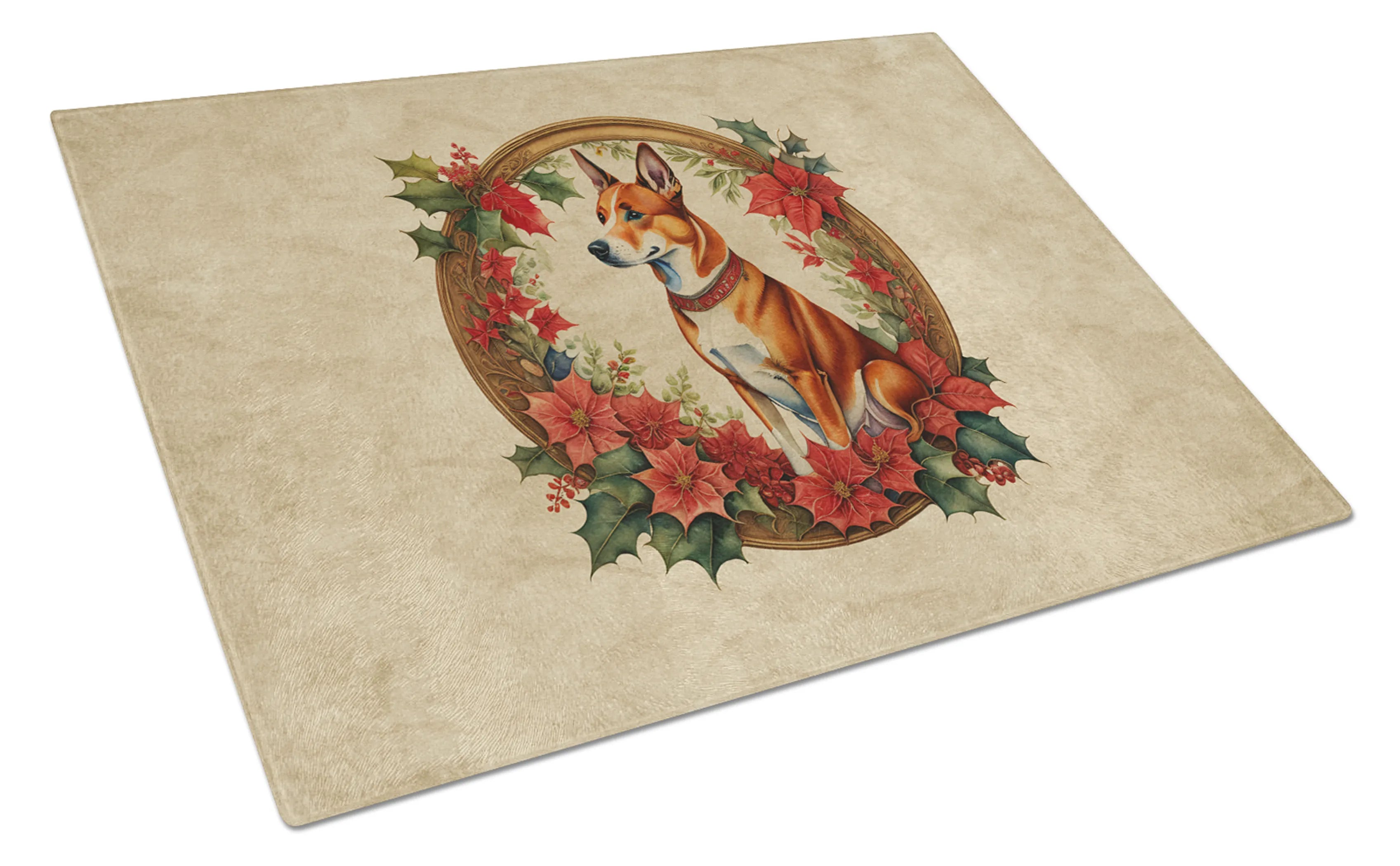 Christmas Flowers Frame Glass Cutting Board - Size: LARGE | Pack Of: 1 | Collection name: Christmas flowers frame