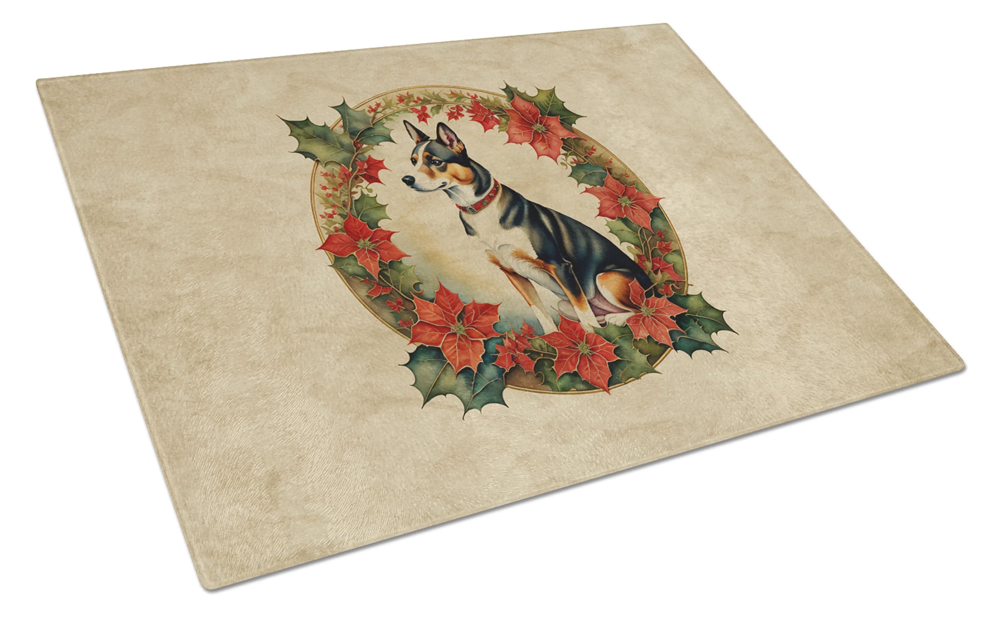 Christmas Flowers Frame Glass Cutting Board - Size: LARGE | Pack Of: 1 | Collection name: Christmas flowers frame