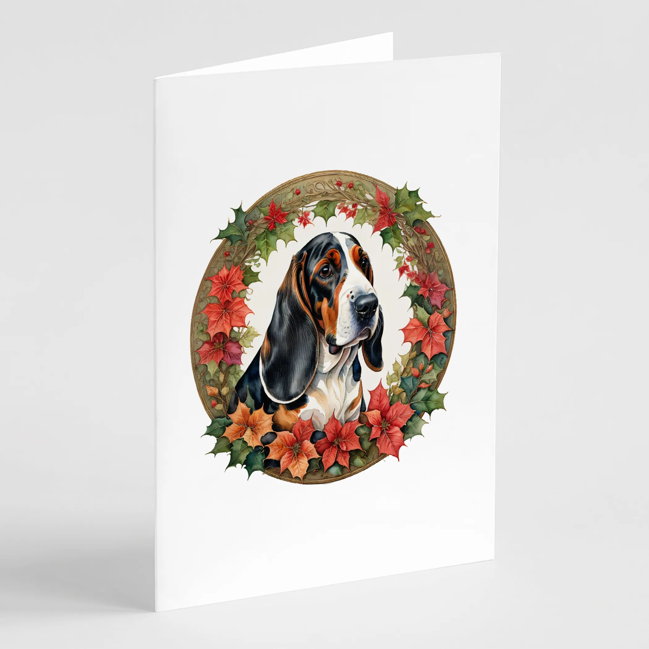 Christmas Flowers Frame Greeting Cards  - Size: 5X7 | Pack Of: 8 | Collection name: Christmas flowers frame